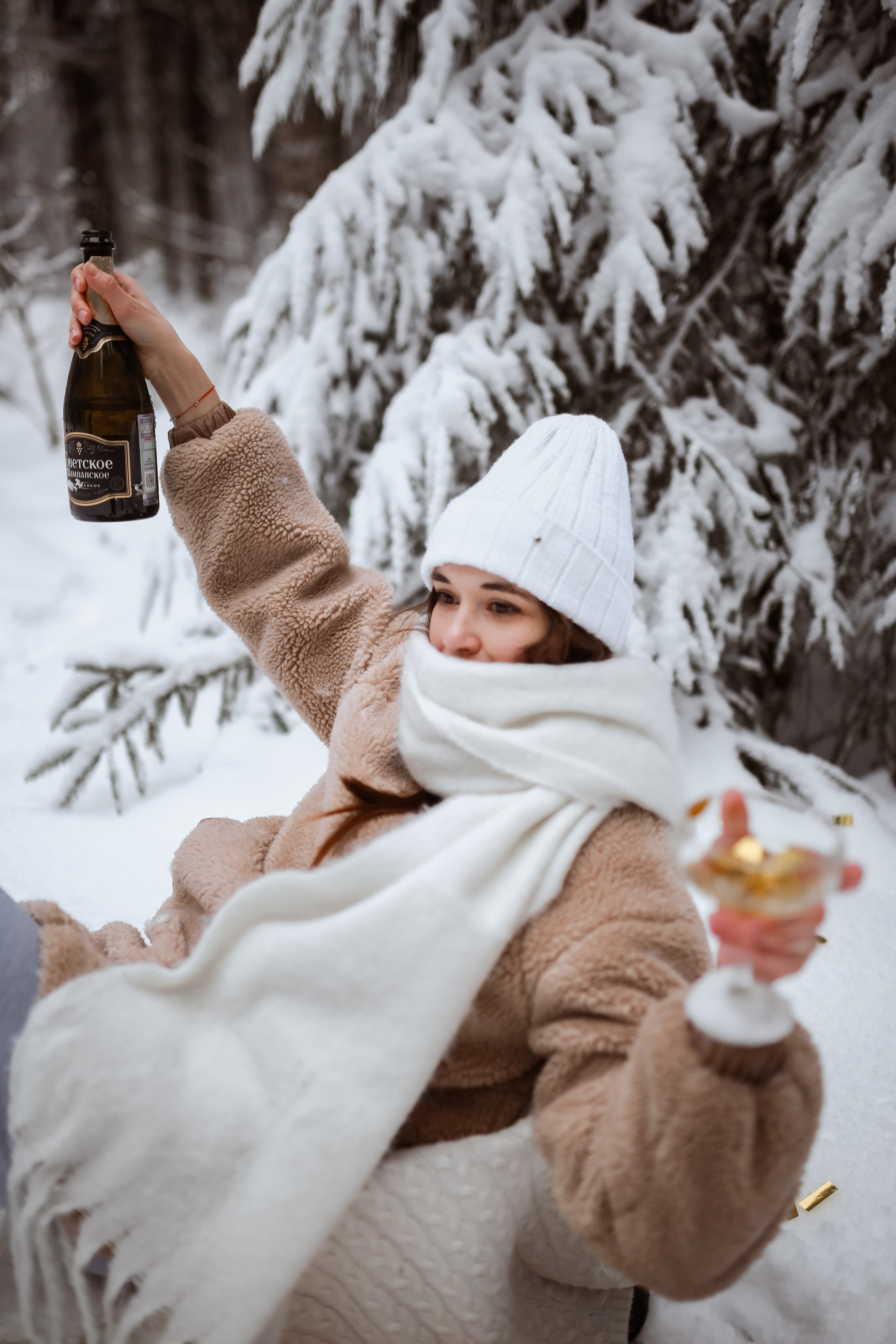 Полина. Съёмка в зимнем лесу. Фотограф НОГИНСК, Москва, Анастасия Белая