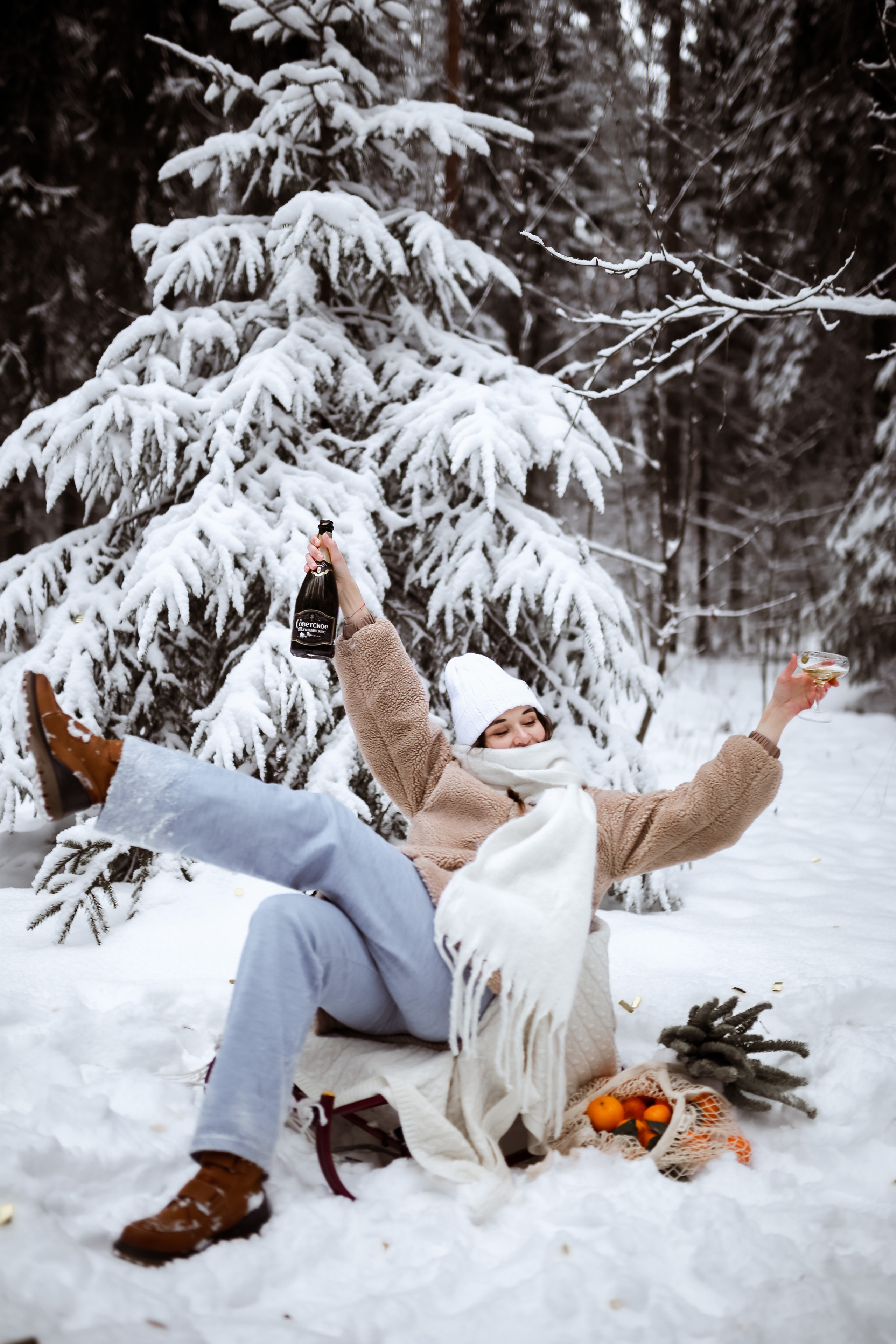 Полина. Съёмка в зимнем лесу. Фотограф НОГИНСК, Москва, Анастасия Белая