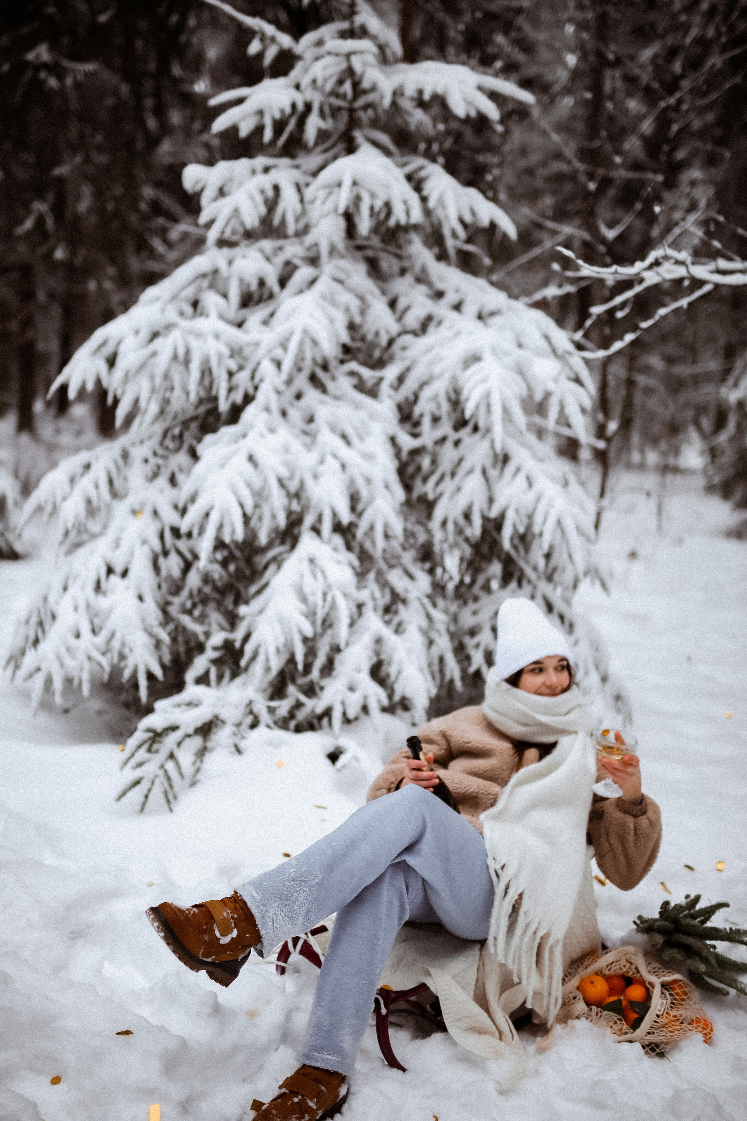 Полина. Съёмка в зимнем лесу. Фотограф НОГИНСК, Москва, Анастасия Белая