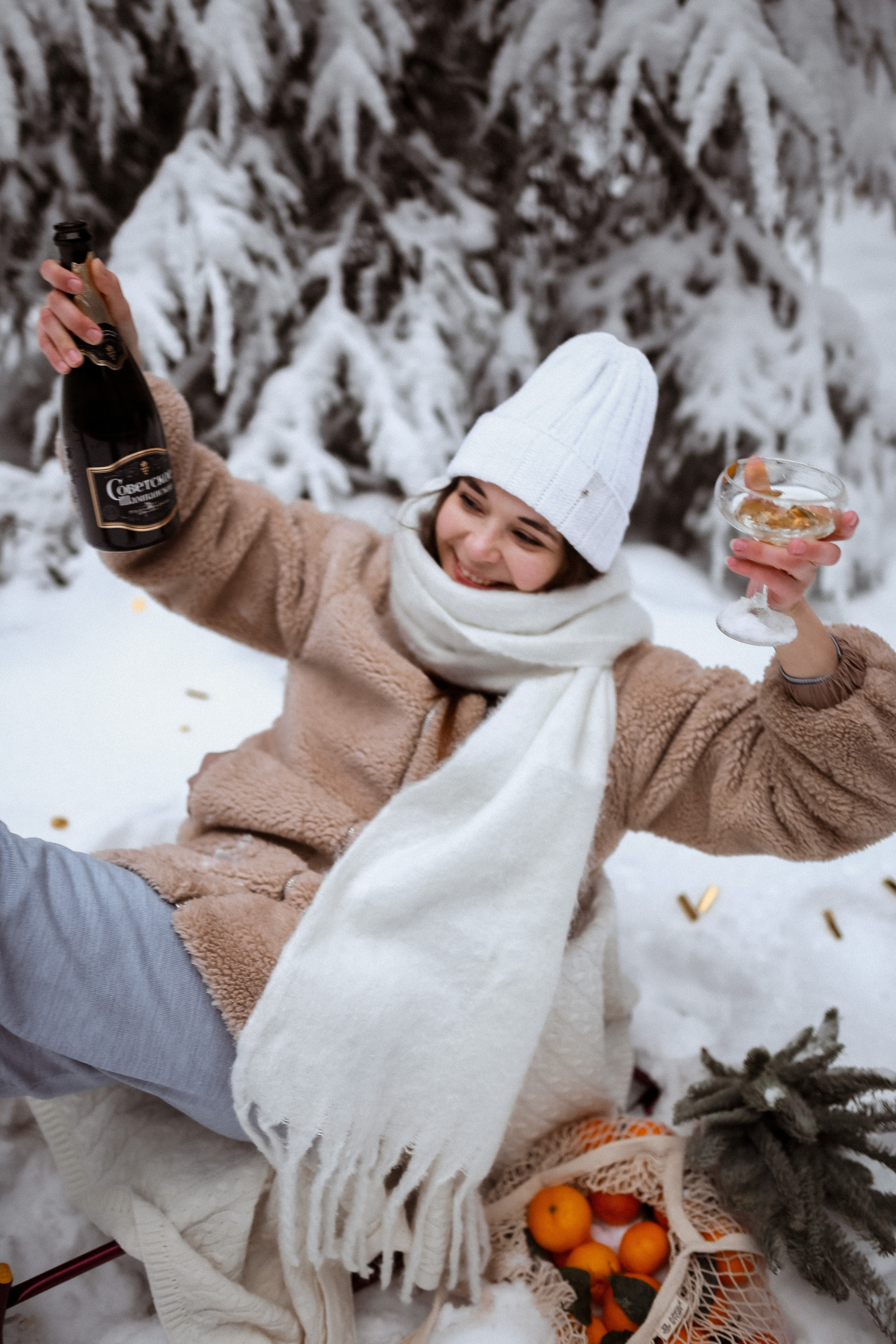 Полина. Съёмка в зимнем лесу. Фотограф НОГИНСК, Москва, Анастасия Белая