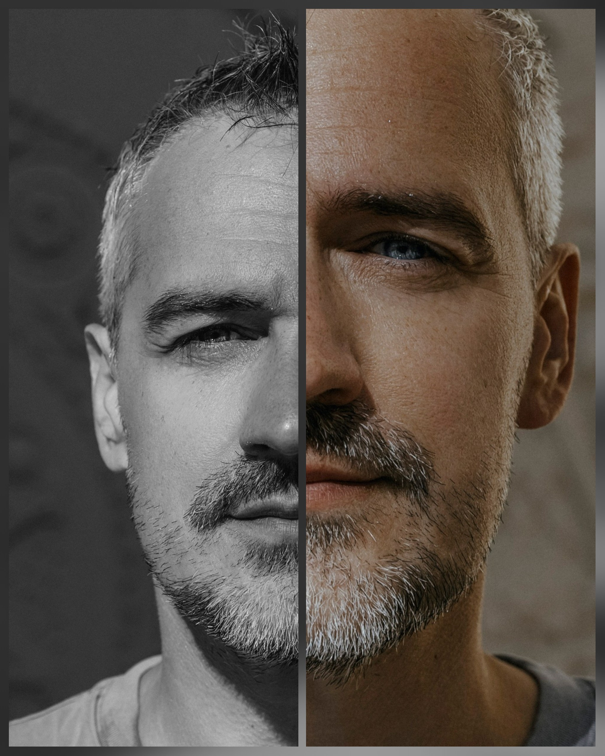 портрет половины мужского лица 