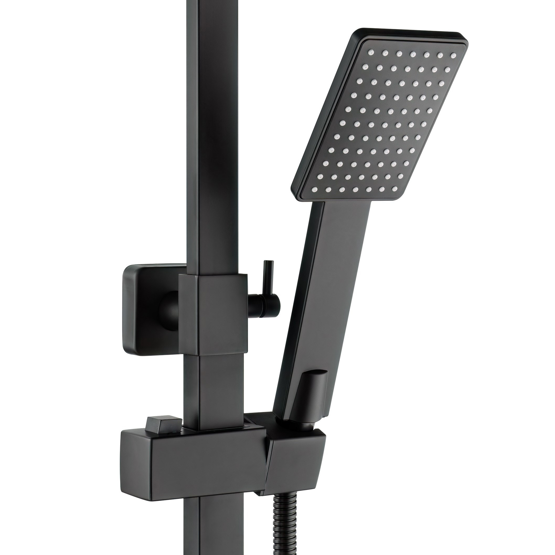 Черный душевой гарнитур на штанге