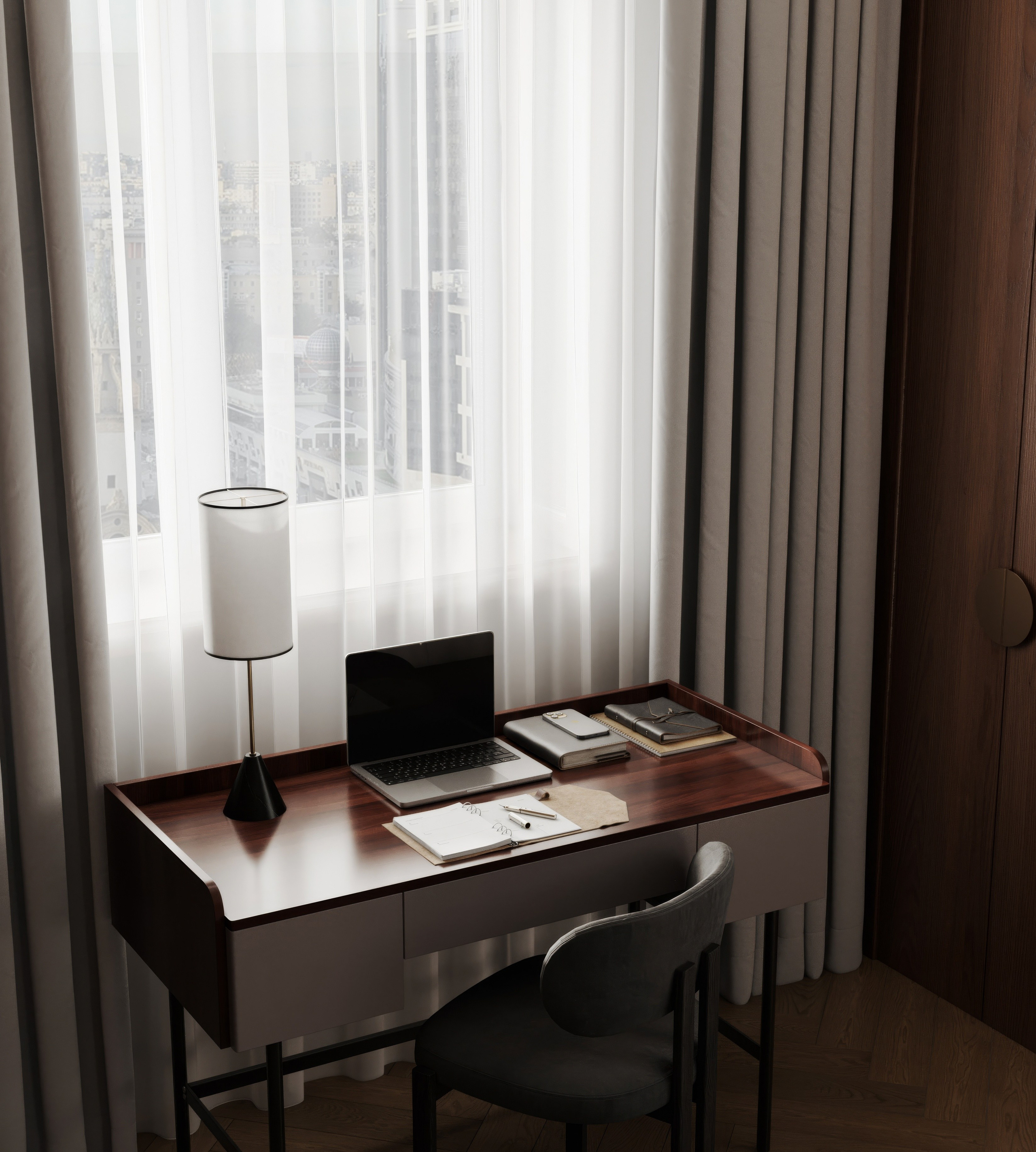 Мастер спальня ЖК Университет. Интерьерная 3D Визуализация