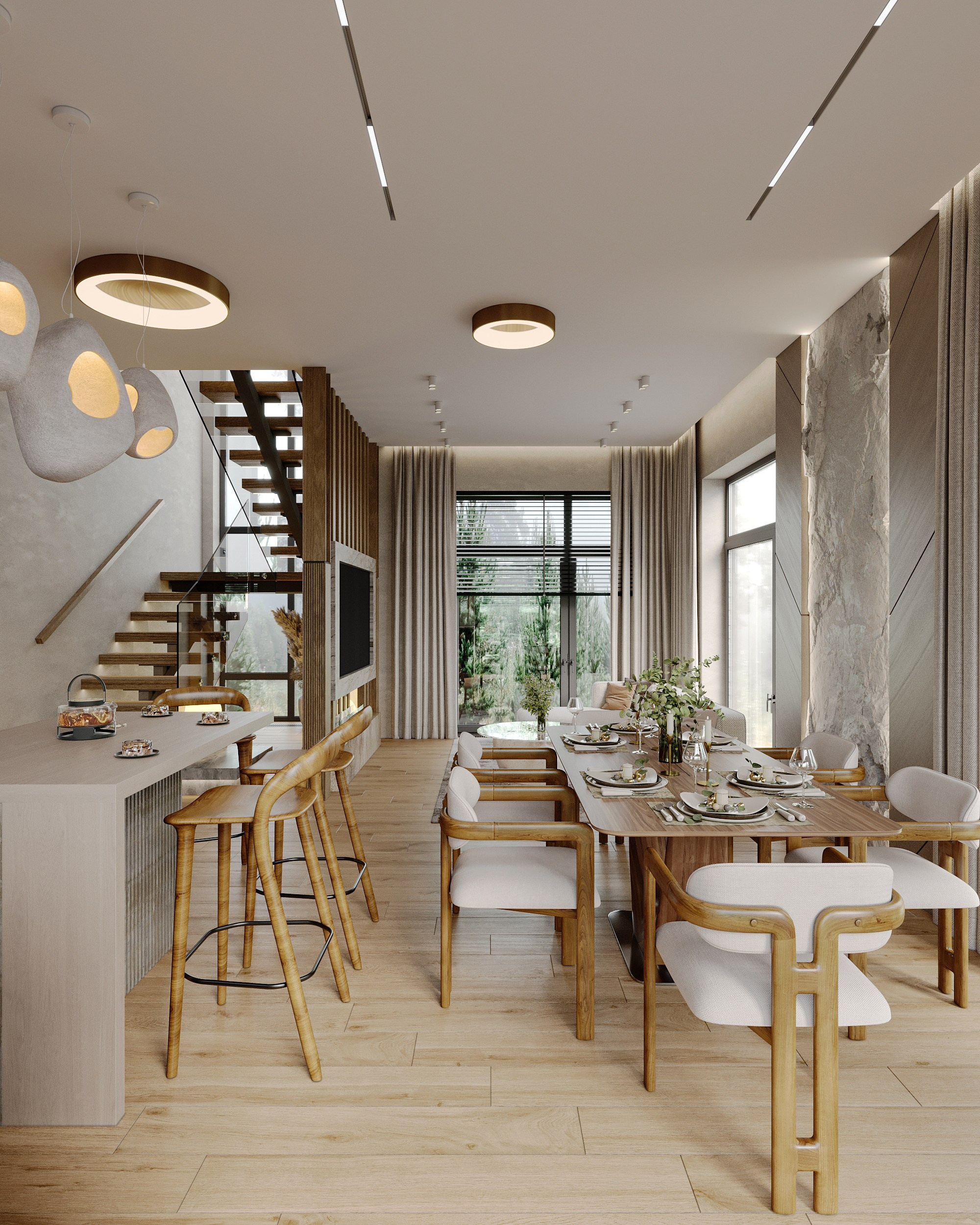 Визуализация загородного дома (интерьерная). Королёва Анастасия | 3D визуализатор