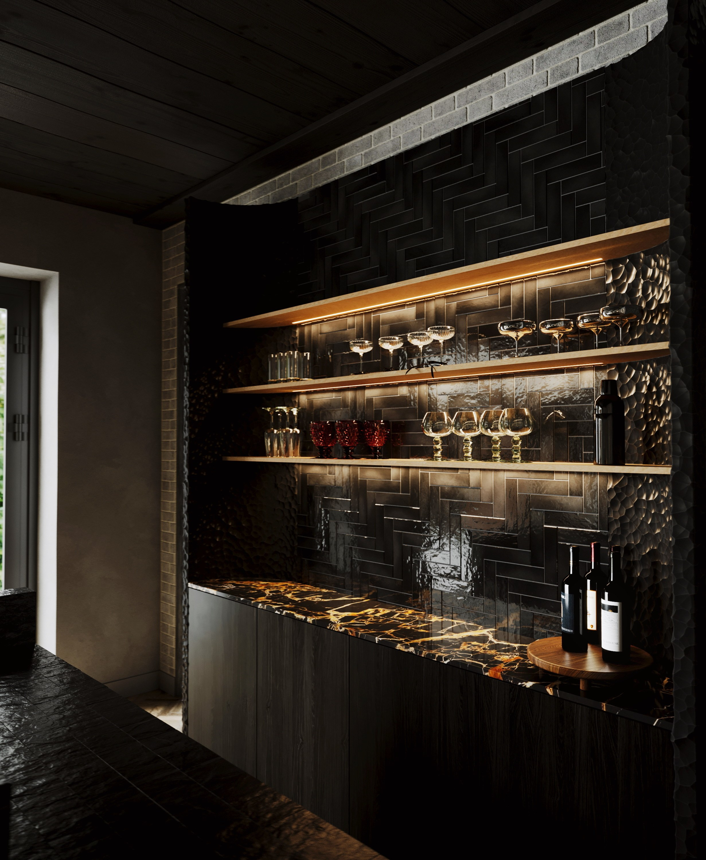 Усадьба банная. 3D визуализация дизайна интерьера. 3D interior design visualizer