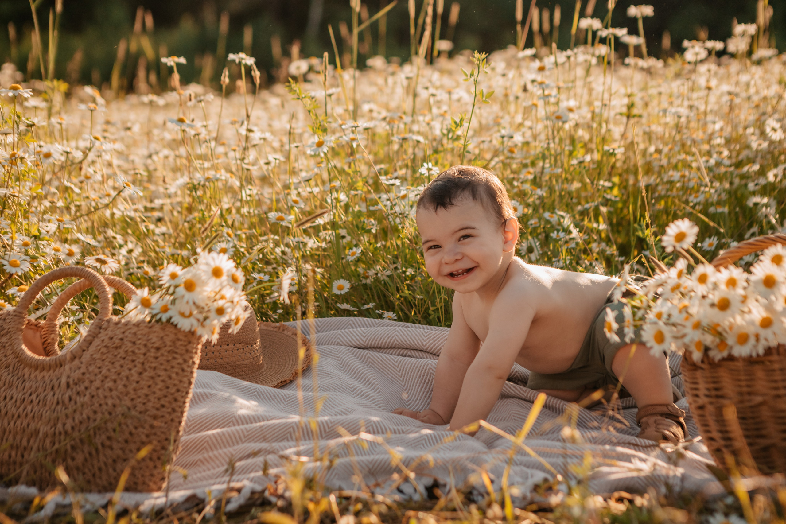 Семейство Тимченко в ромашковом поле. Семейный фотограф анималист Мария Крючкова