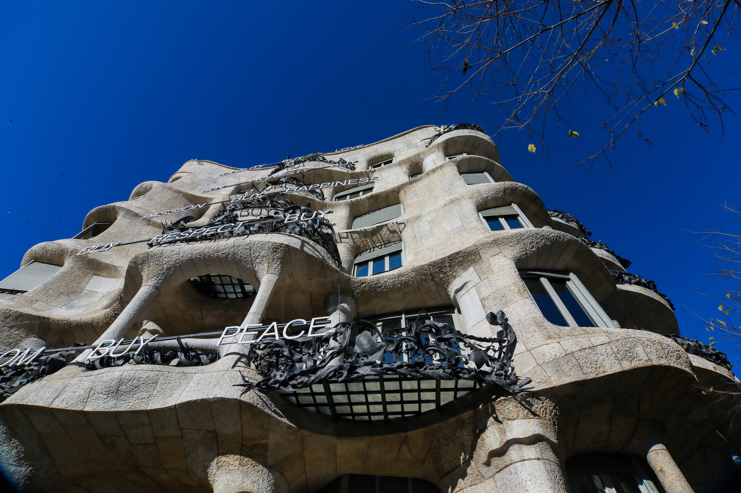 Casa Milà, also known as "La Pedrera" (The Stone Quarry), a famous Modernista building in Barcelona, Spain, by Antonio Gaudi