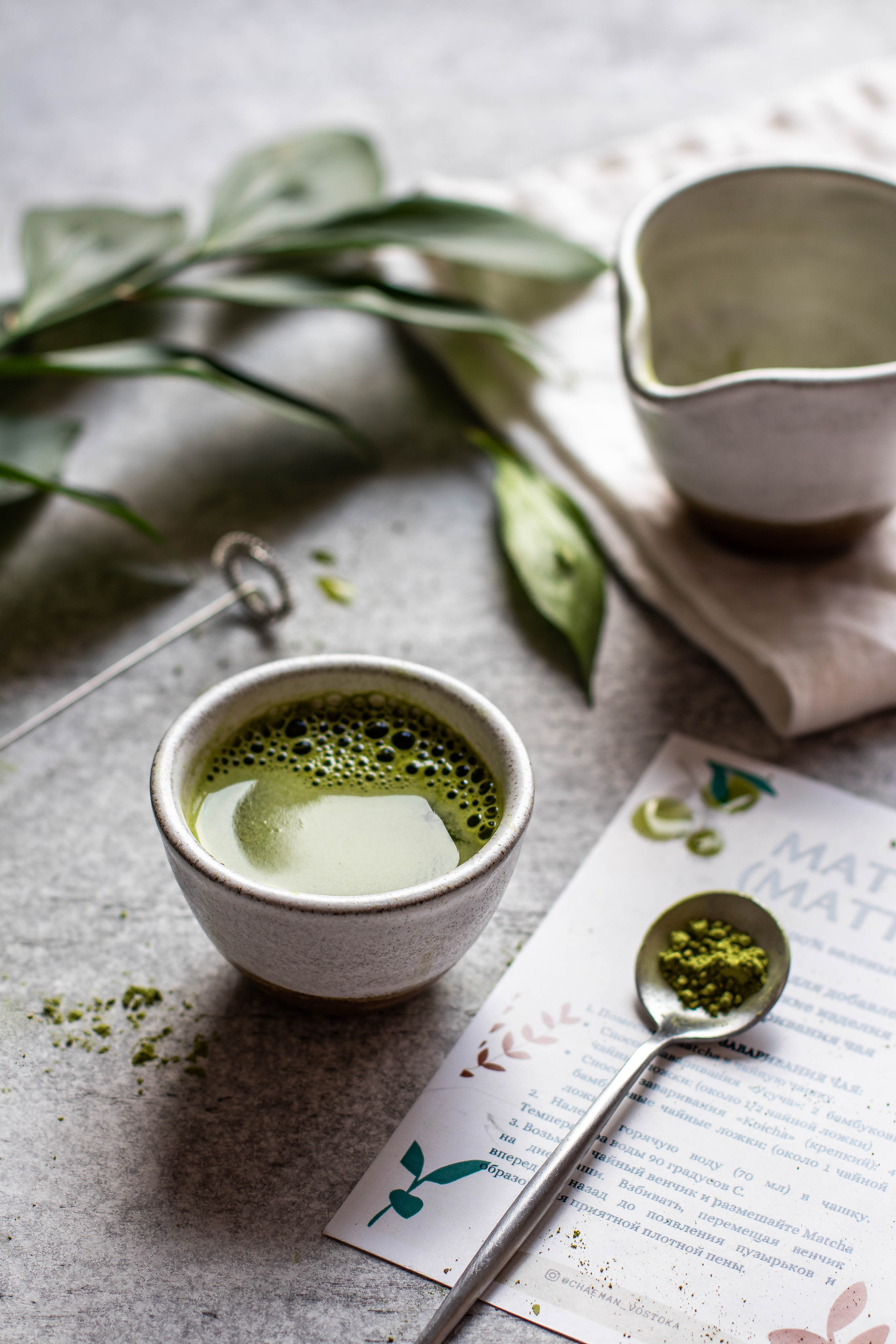 Съемка чая матча. Стилизация фотографии напитка для бренда. Снимок для сайта и соцсетей.