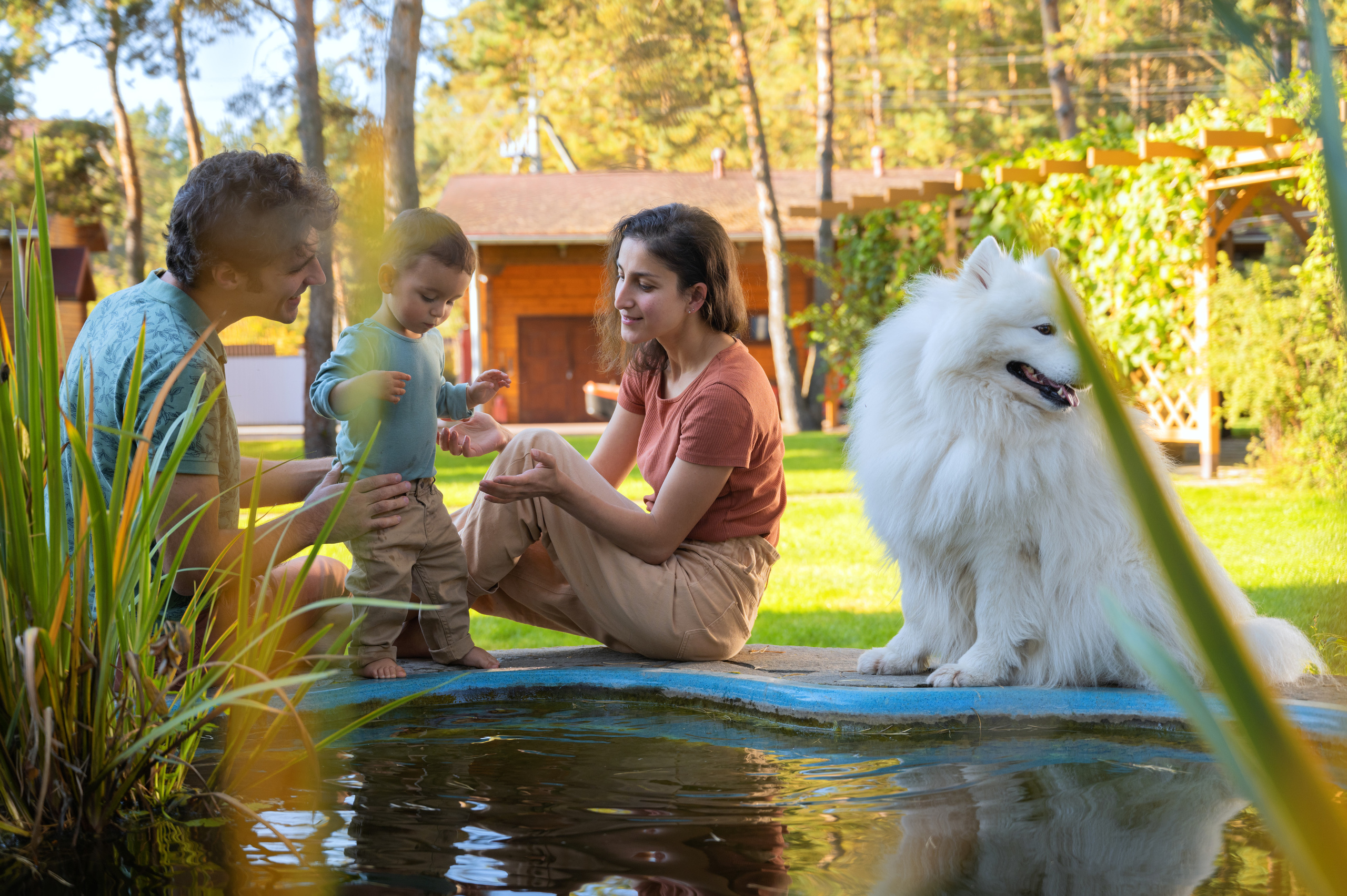 Семейная съёмка на природе с собакой