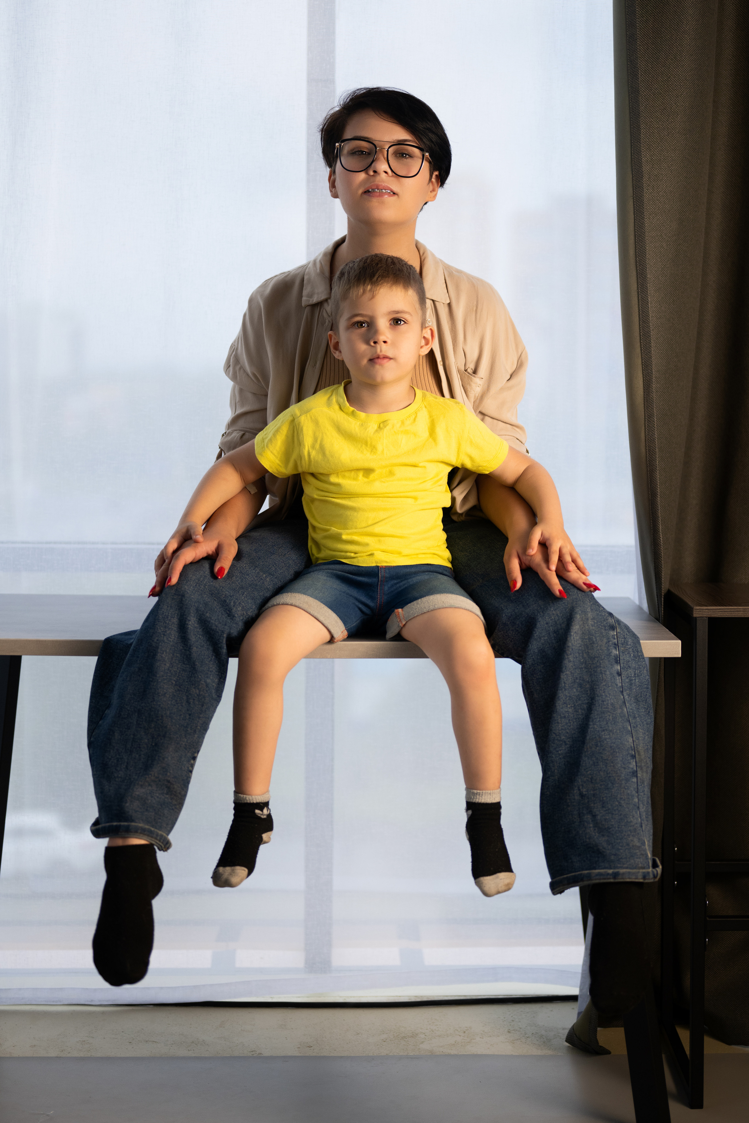 Семейная съёмка мамы с сыном