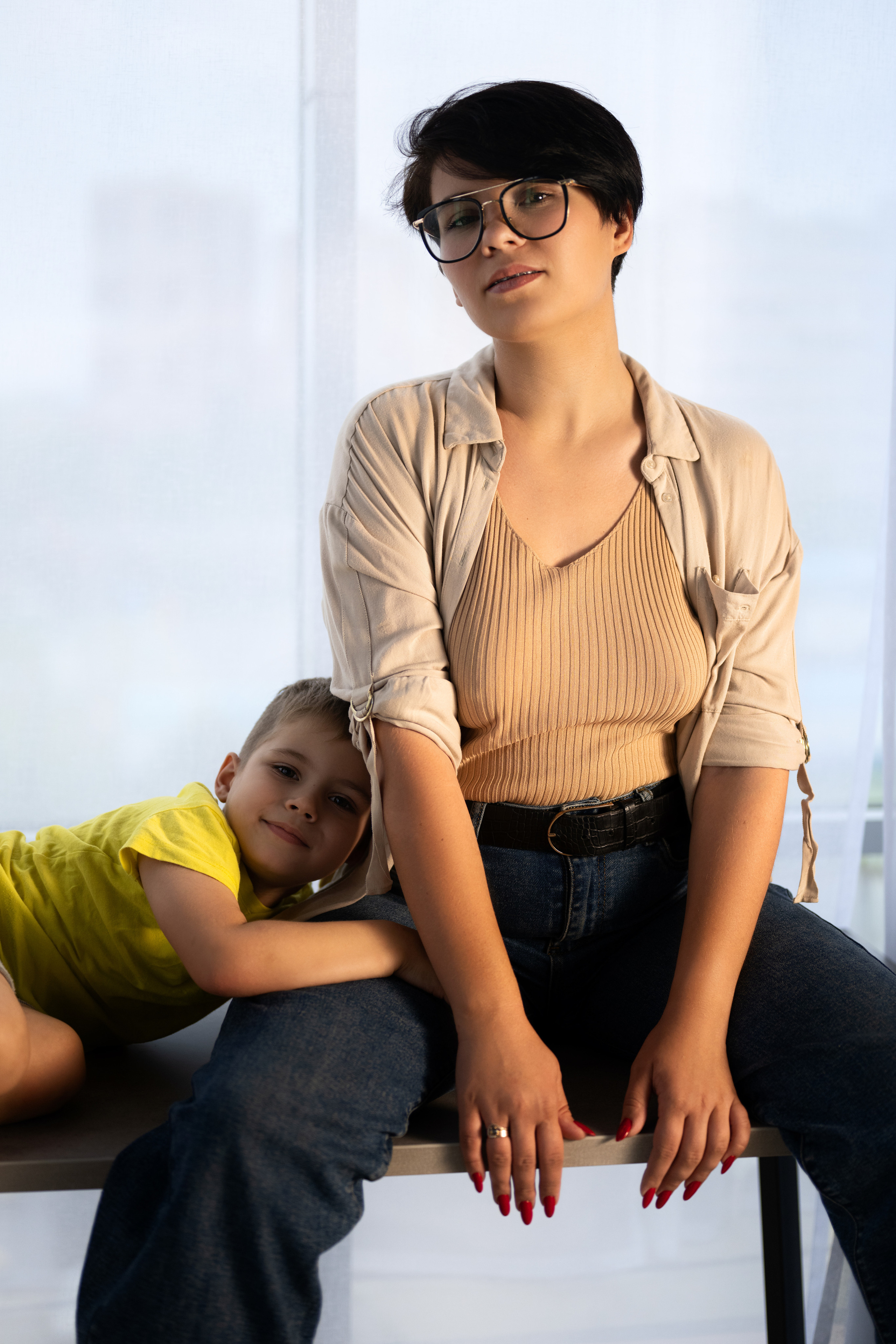 Семейная съёмка мамы с сыном