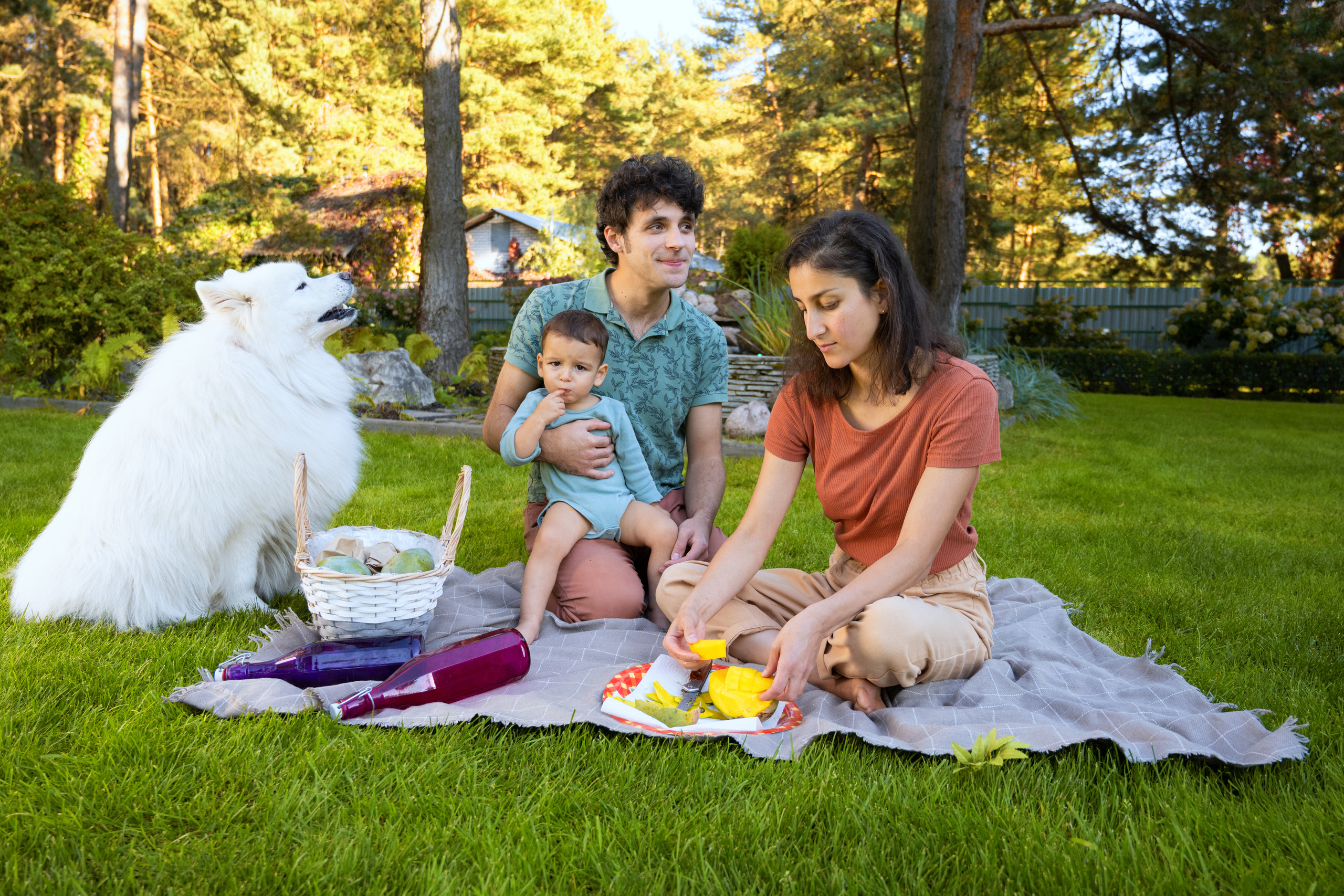 Семейная съёмка на природе с собакой