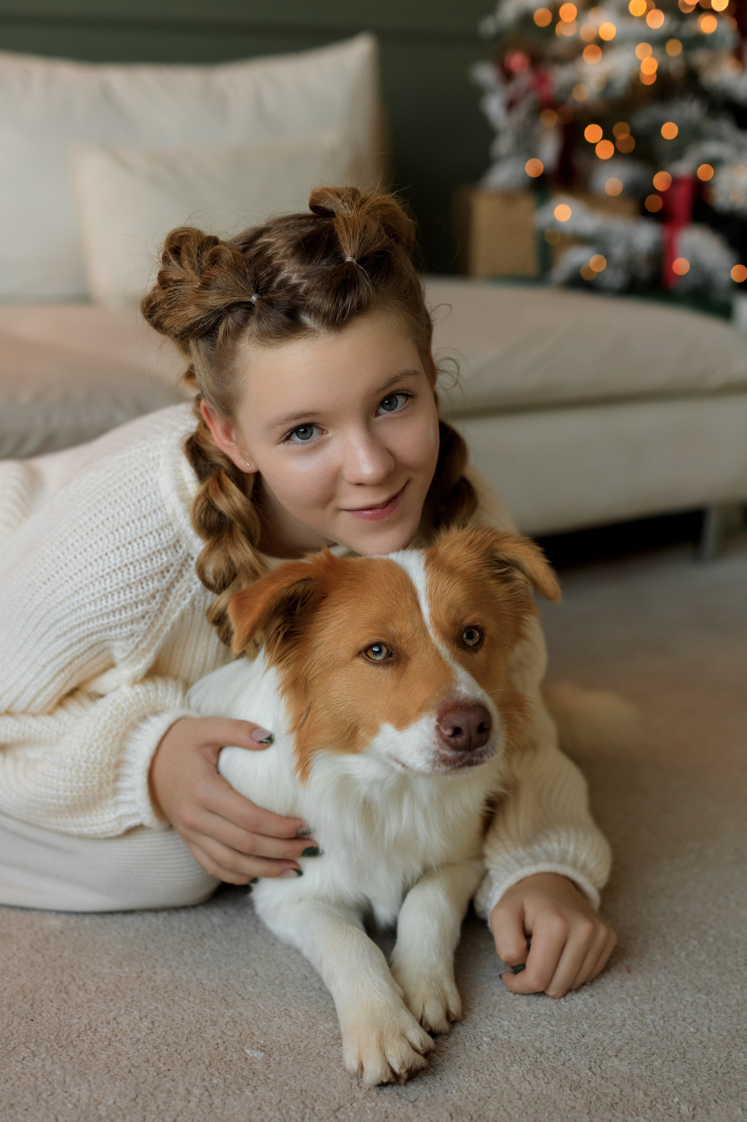 Девочка и собака (студийная). Семейный и детский фотограф в Краснодаре Элона Литвинова