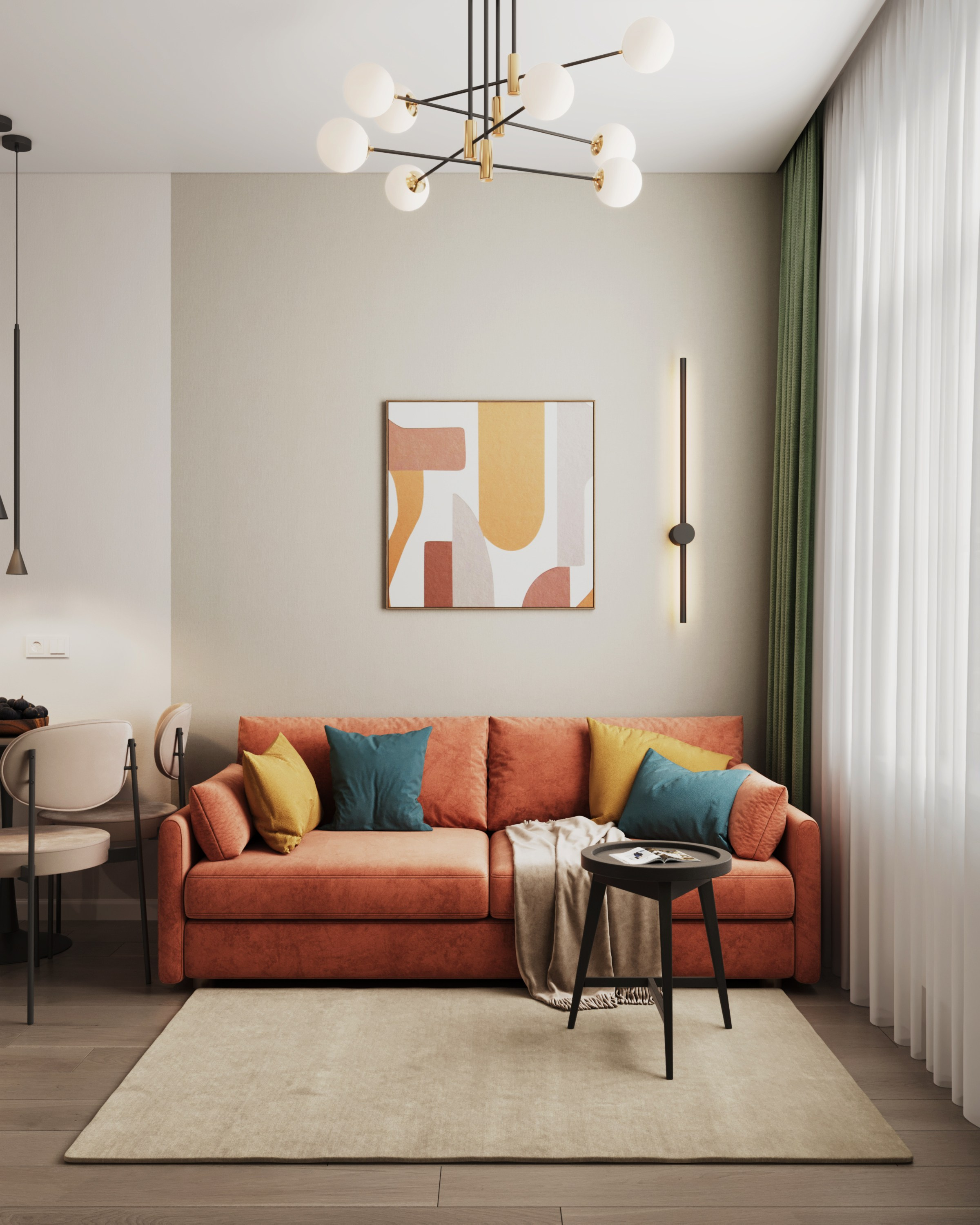 Пространство трёхкомнатной квартиры для аренды в центре СПб, автор Ксения Новикова, проект ЖК Наследие, интерьер под ключ