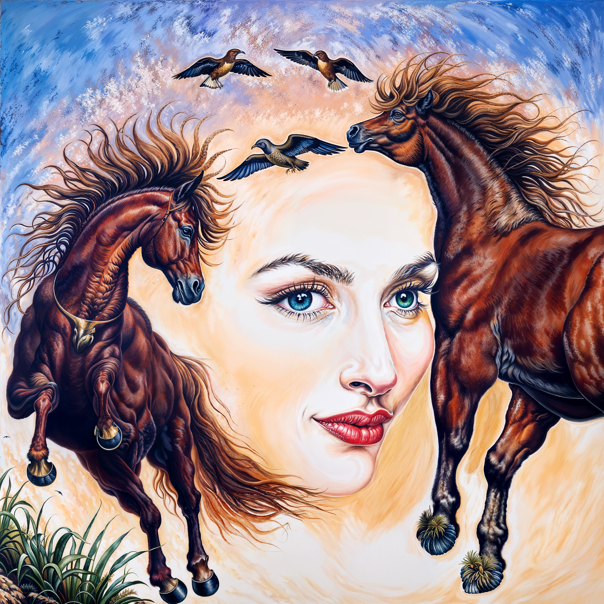 Адаптация по мотивам Octavio Ocampo, где грациозность превращается в образ.