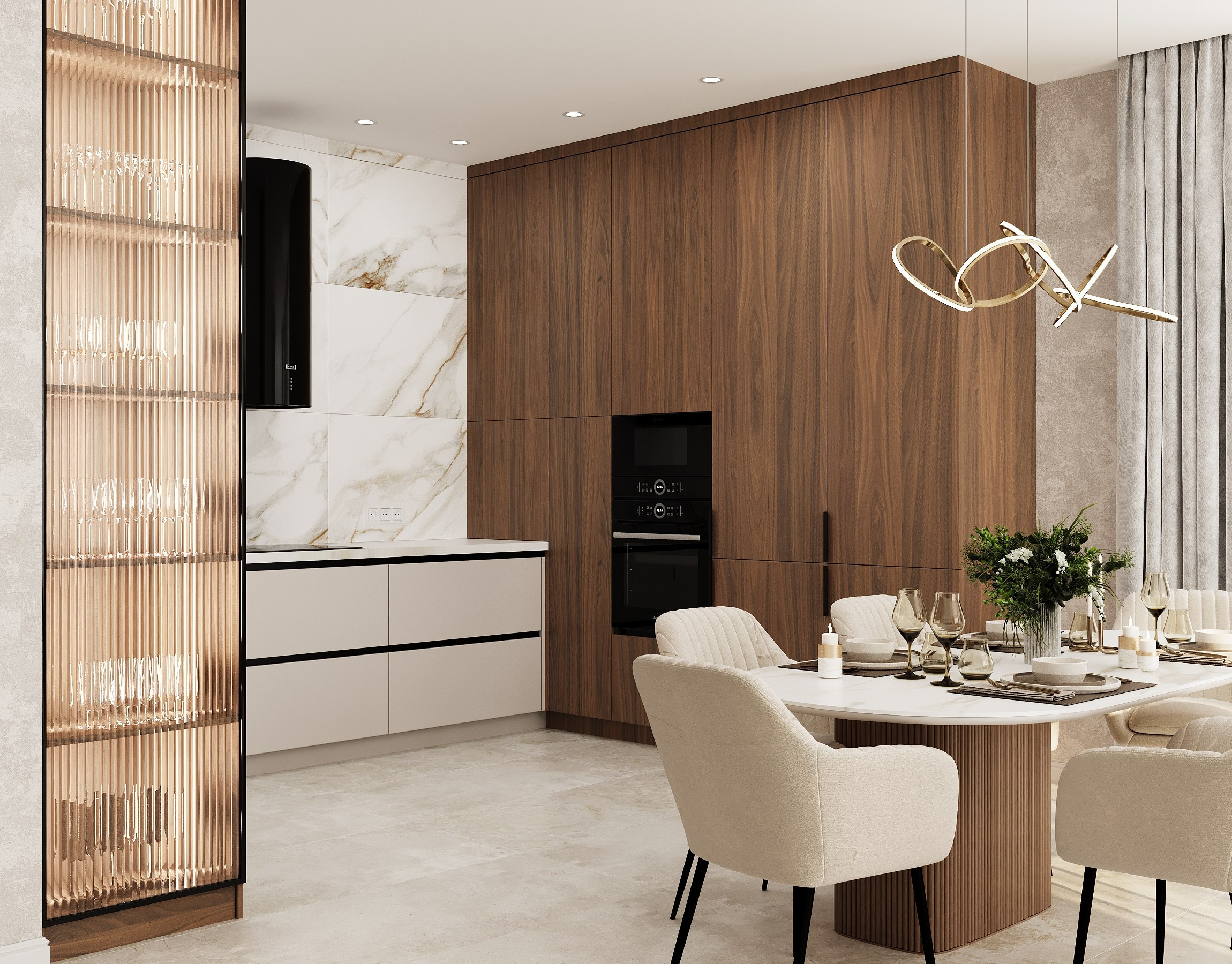 Кухня-гостиная в доме г. Артем. Дизайн интерьера / Дизайн-проект / Лебедь Юлия