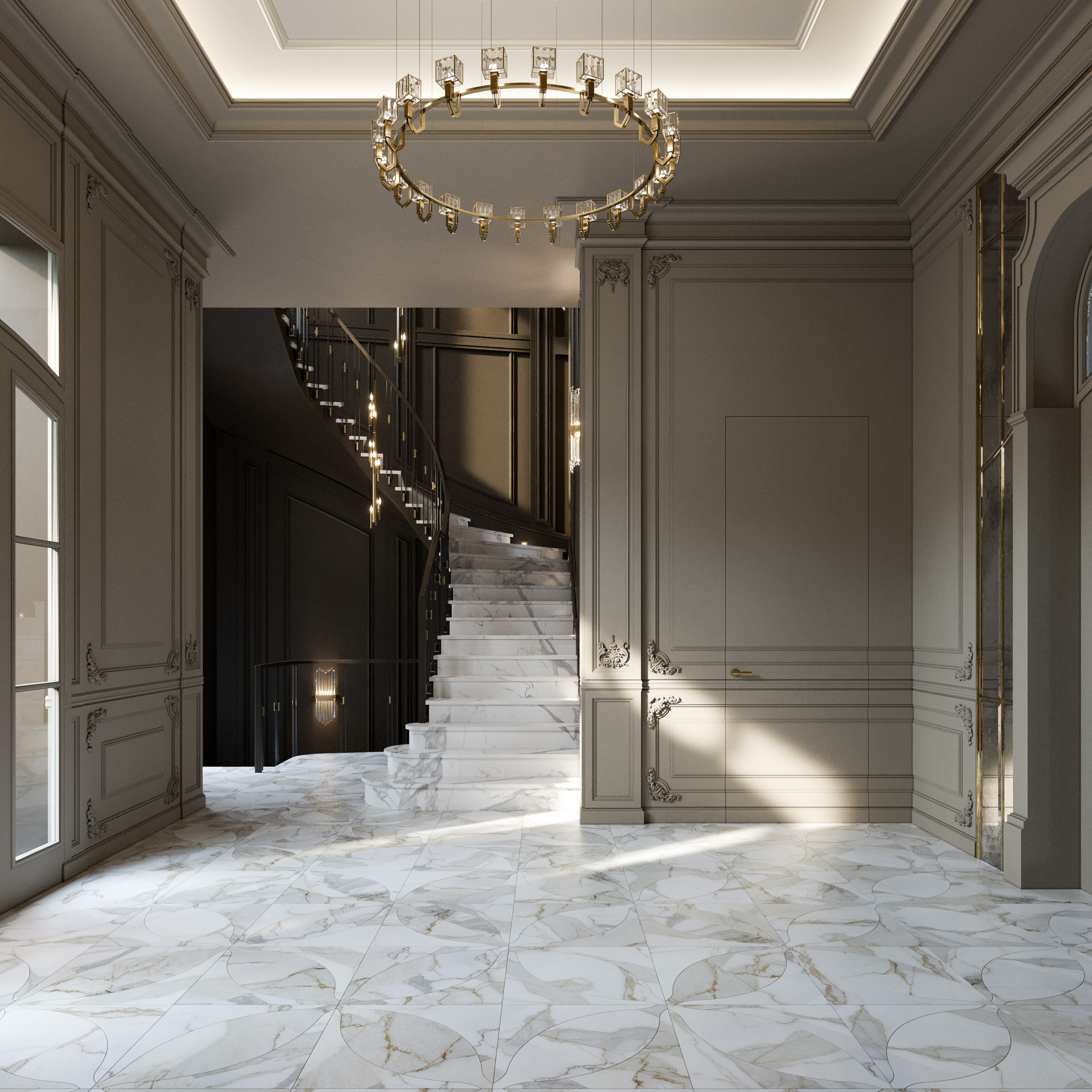 Классика и Современность: 3D Визуализации Особняка с Высокими Потолками. Визуализатор интерьера в Москве | Брагин Кирилл