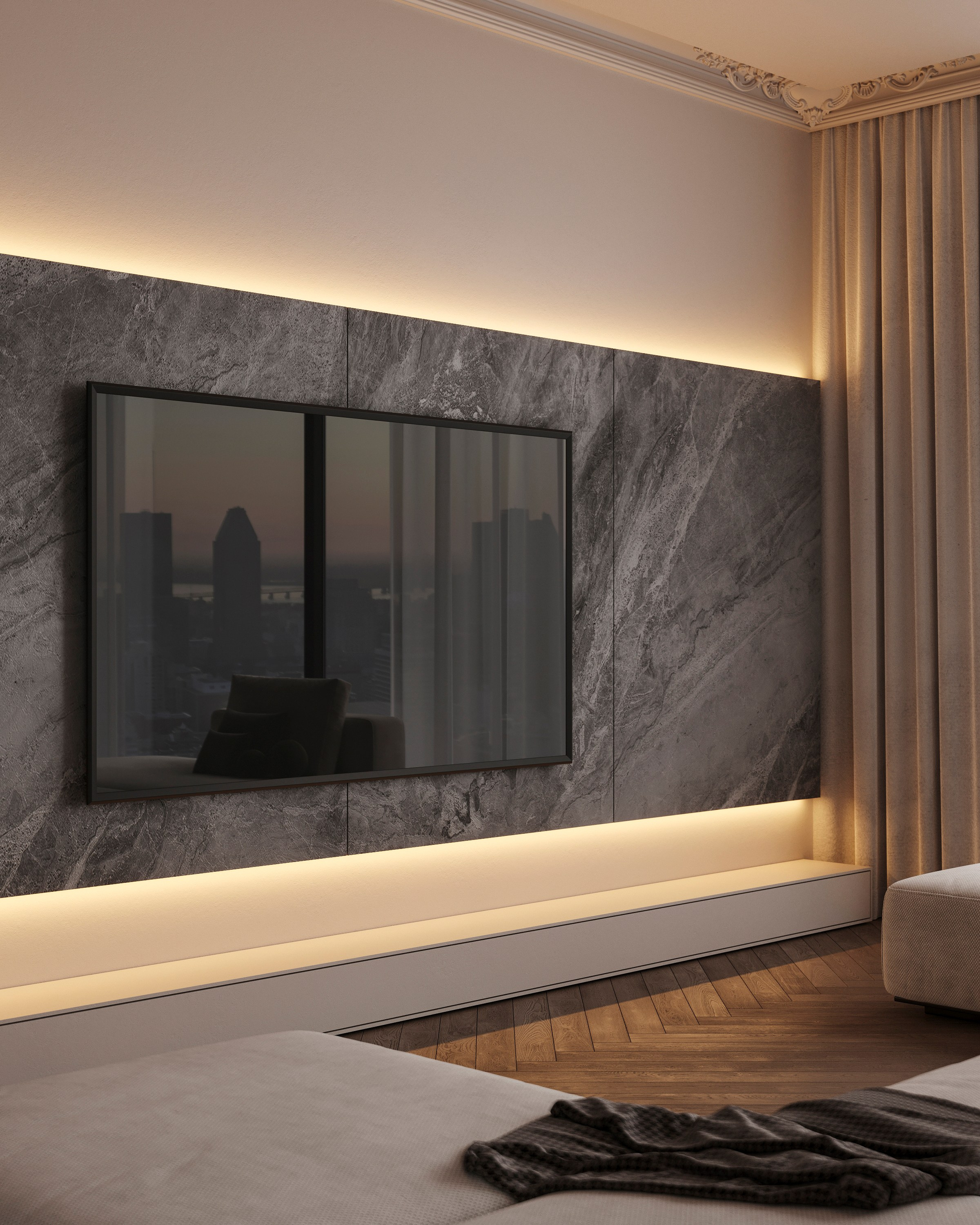 COZY SKYLINE | CONCEPTUAL PROJECT. Interior Visualization by Valerie Stetyukevich