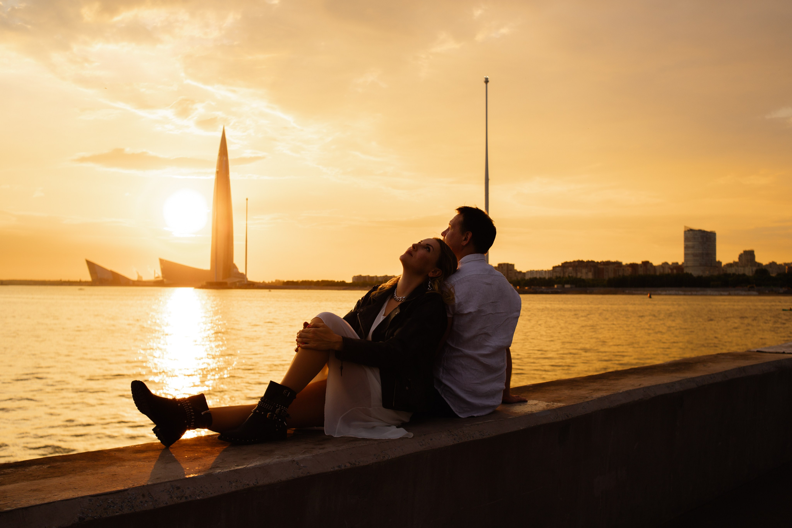 Съемка Love story на закате с видом на Лахту. Фотограф в Санкт-Петербурге, Анна Скворцова