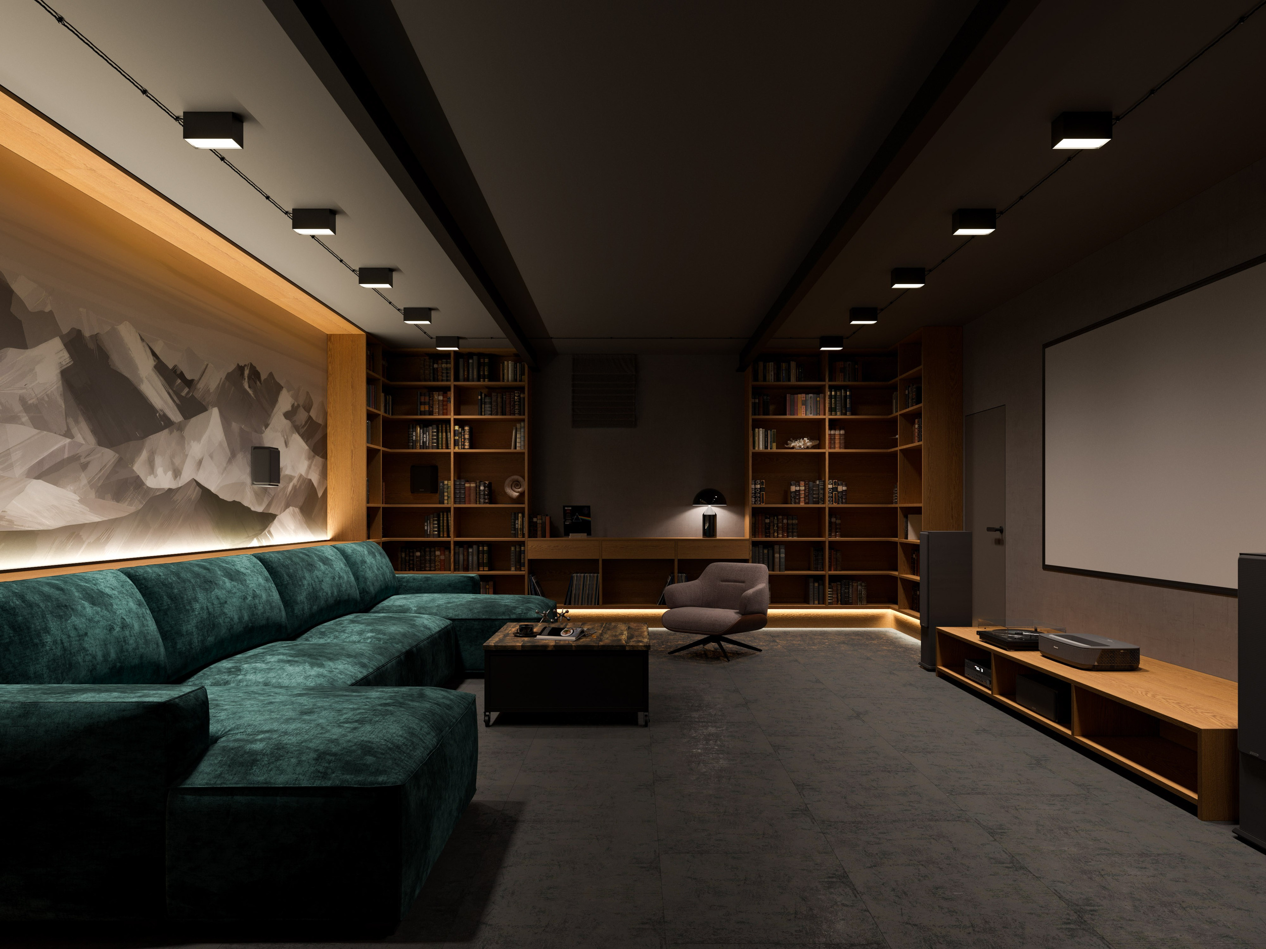 Визуализация кинотеатра на цокольном этаже