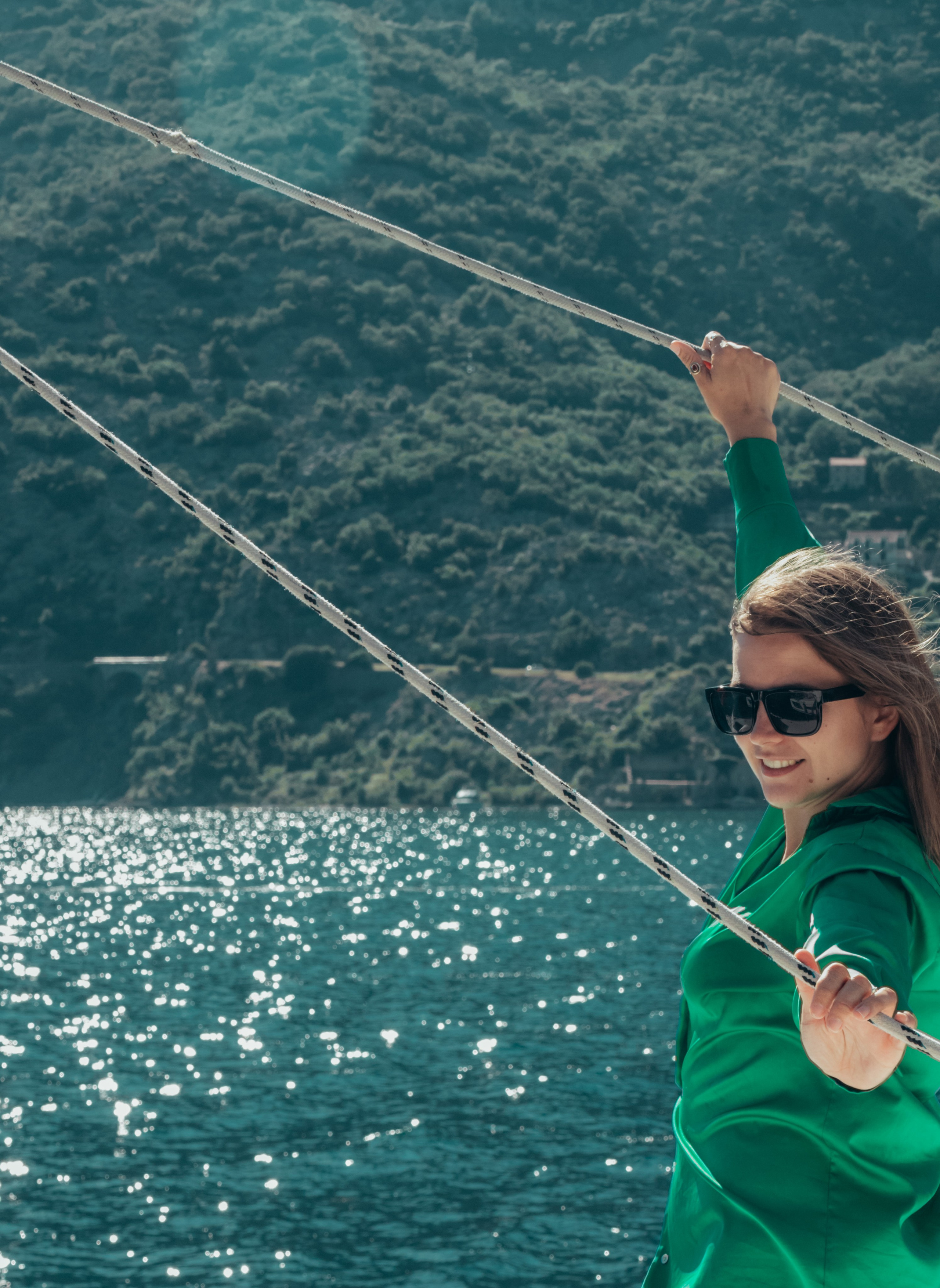 Boat tour with Anna, Roman and Tim. Portrait photographer in Tivat Montenegro Katerina Kirsanova