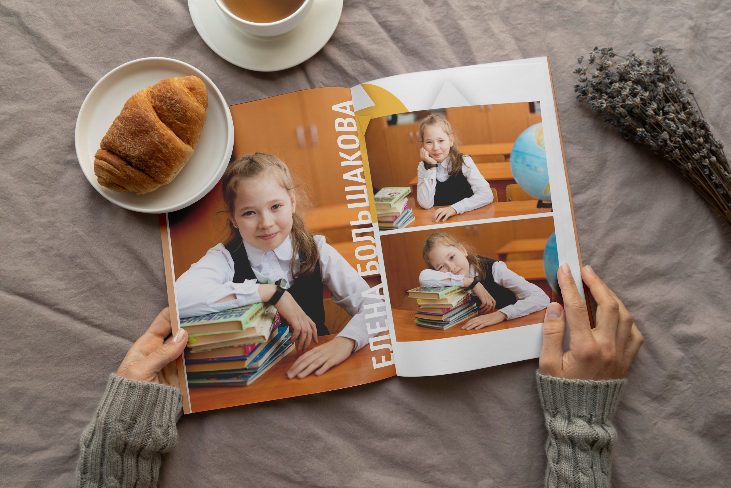 Выпускной альбом для начальной школы, размер 20 на 30 см, 4 страницы. Семейный фотограф в Ярославле Екатерина Затеева