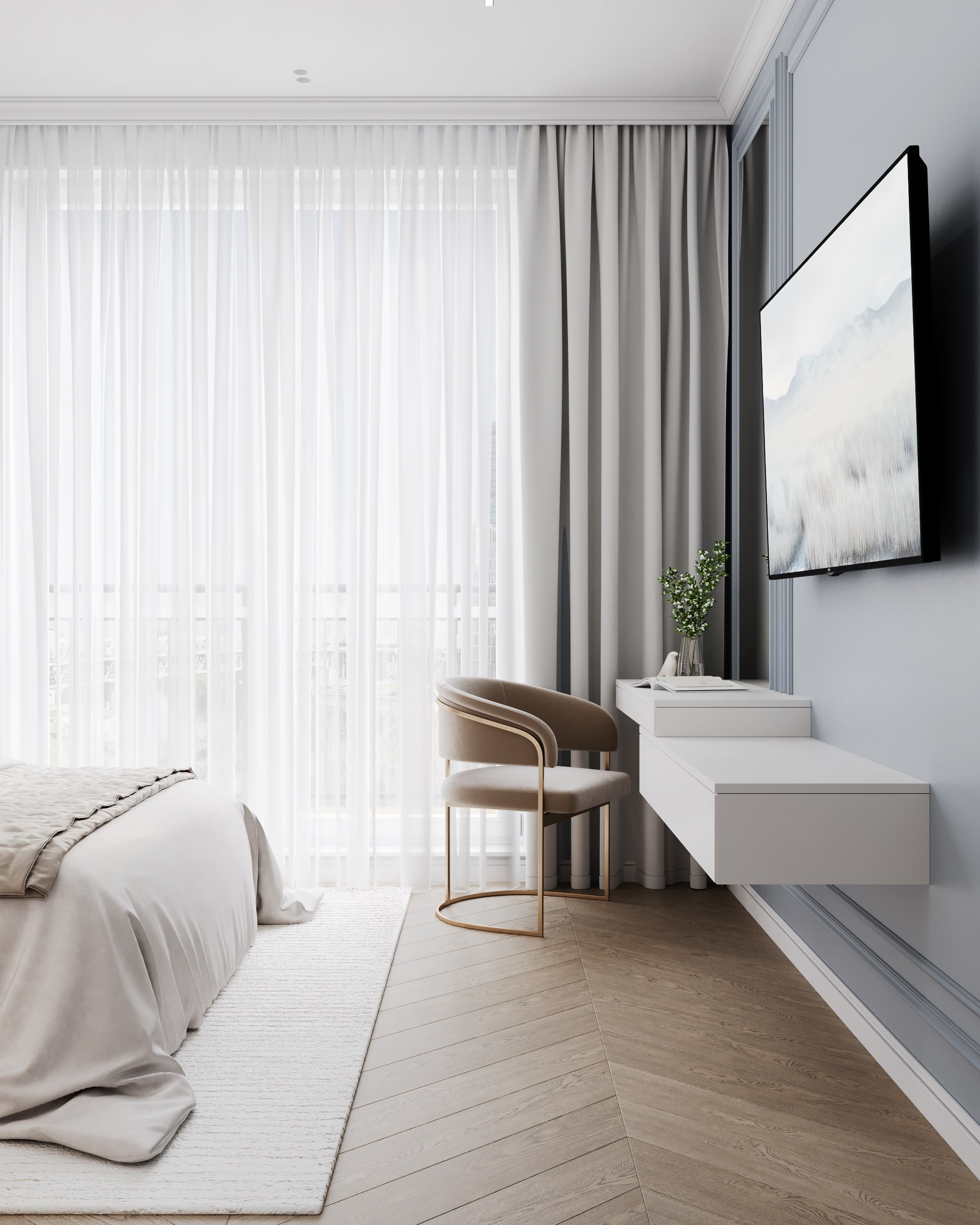 Blue Classic. Дизайн интерьера | 3D визуализация | Миланская Марина