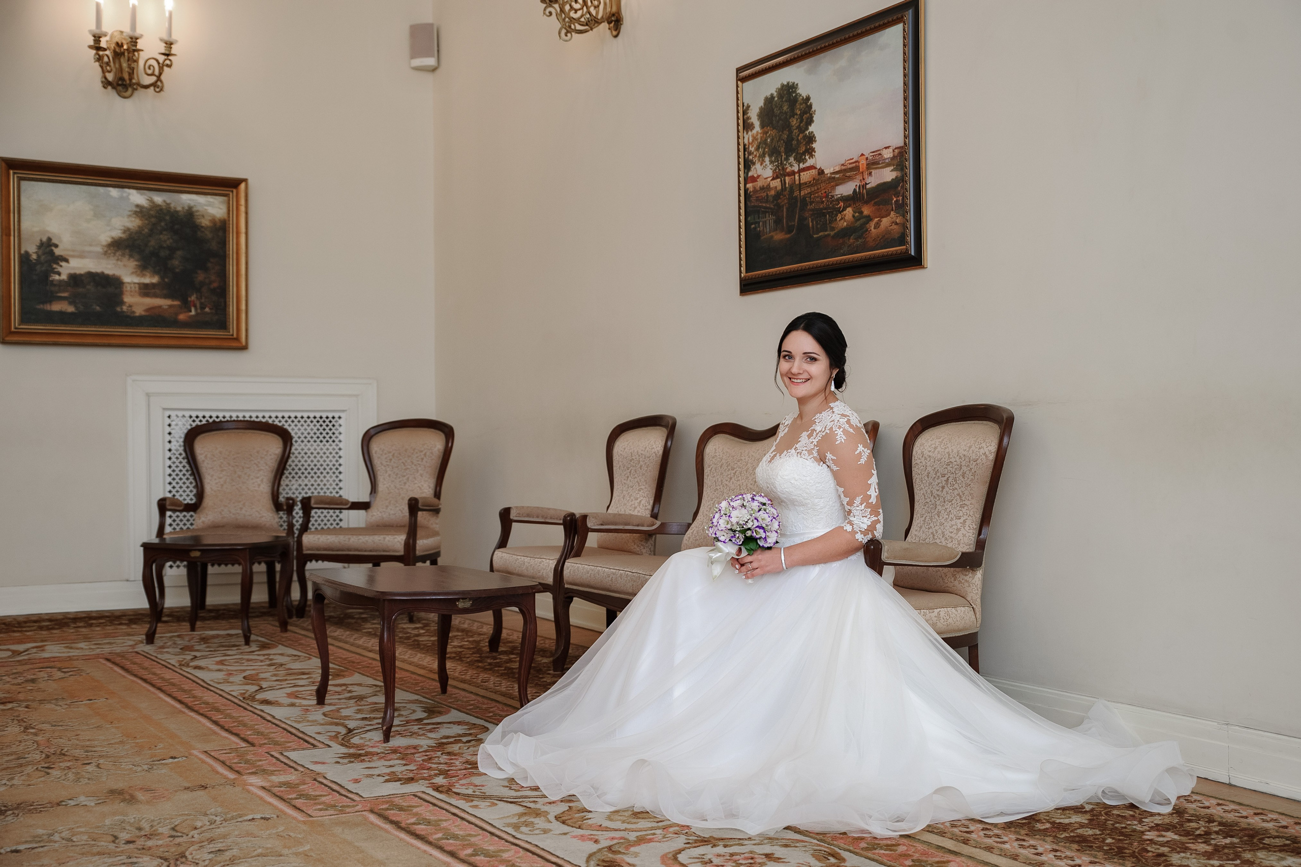 Свадебная фотография во дворце в Пушкине.