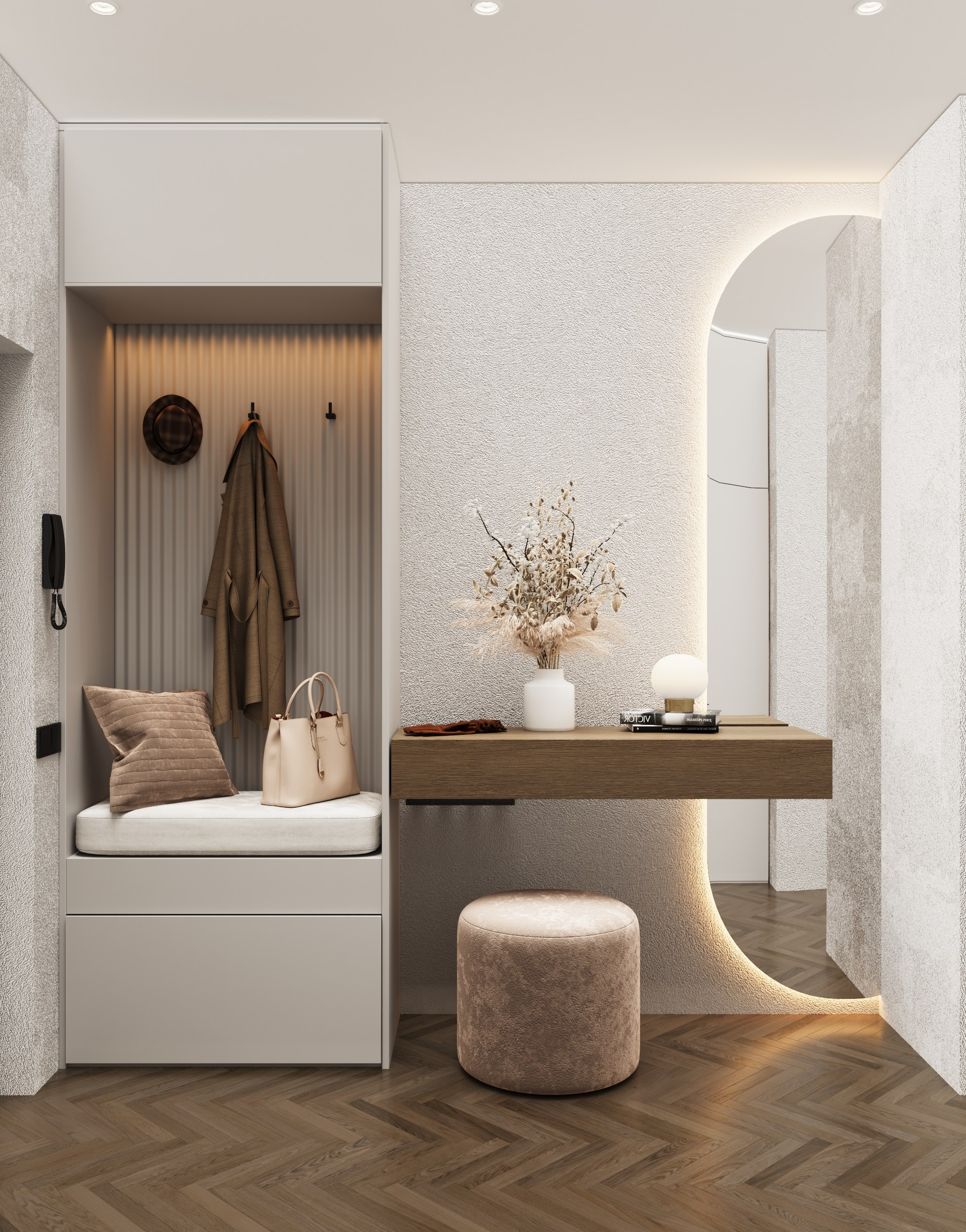 Прихожая в современном стиле. 3D Визуализация интерьеров жилых и коммерческих помещений