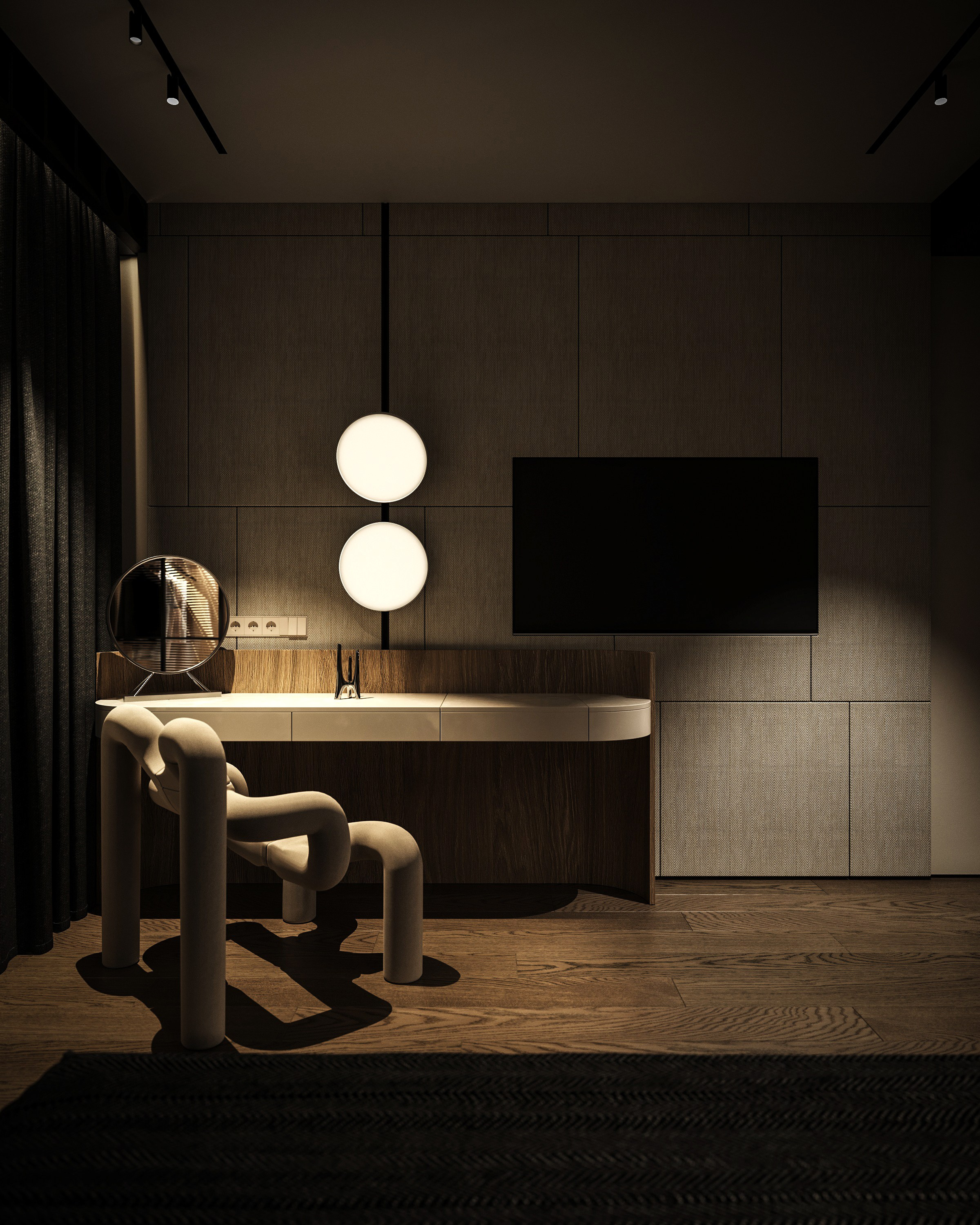 Черная спальня, Концептуальный проект. Дизайн интерьера и экстерьера в Санкт-Петербурге Яна Емельянова