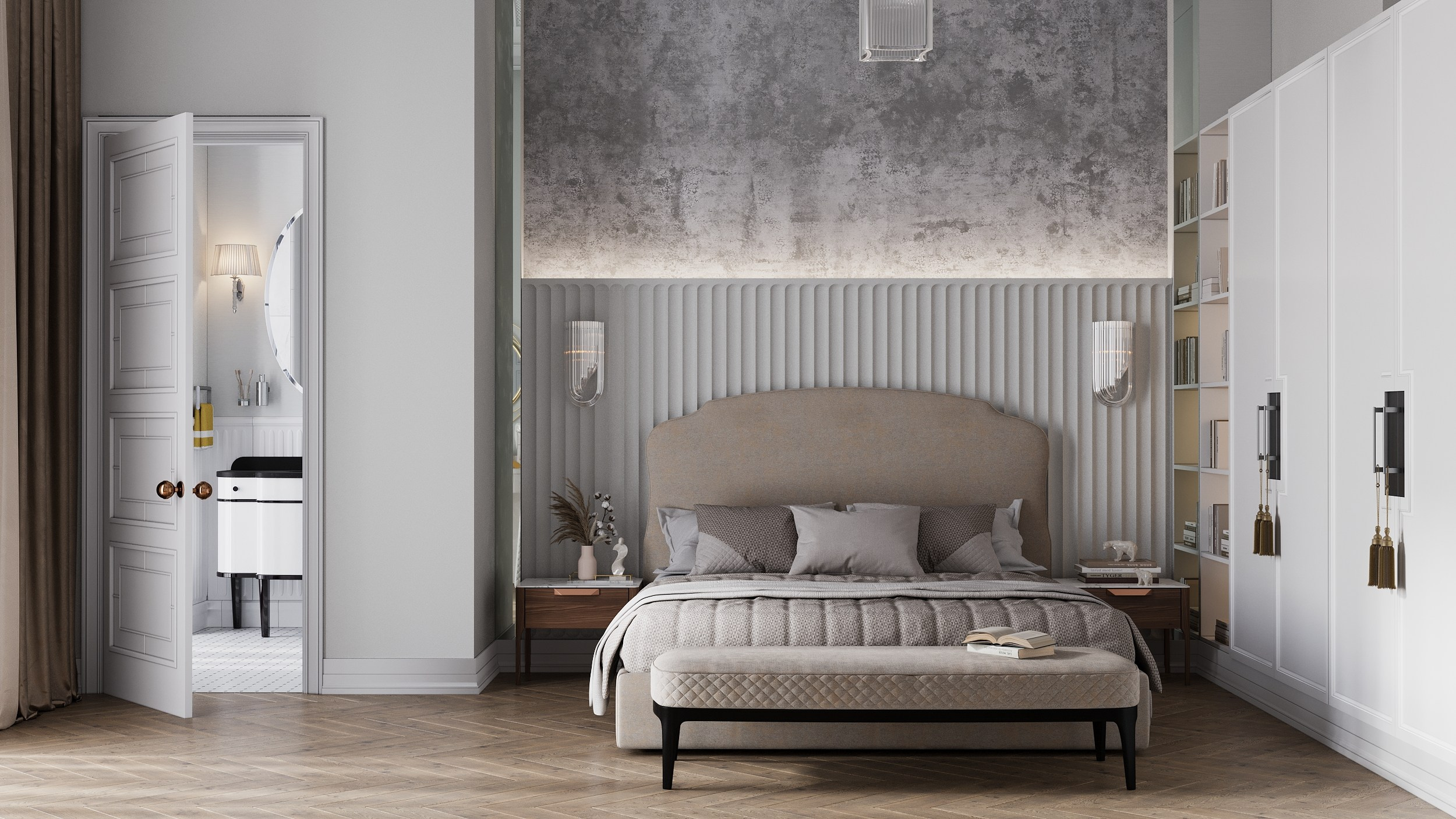 Мастер спальня в частном доме. Клиент Aliri design studio. Евгений Пырков — 3d визуализатор интерьеров и экстерьеров России