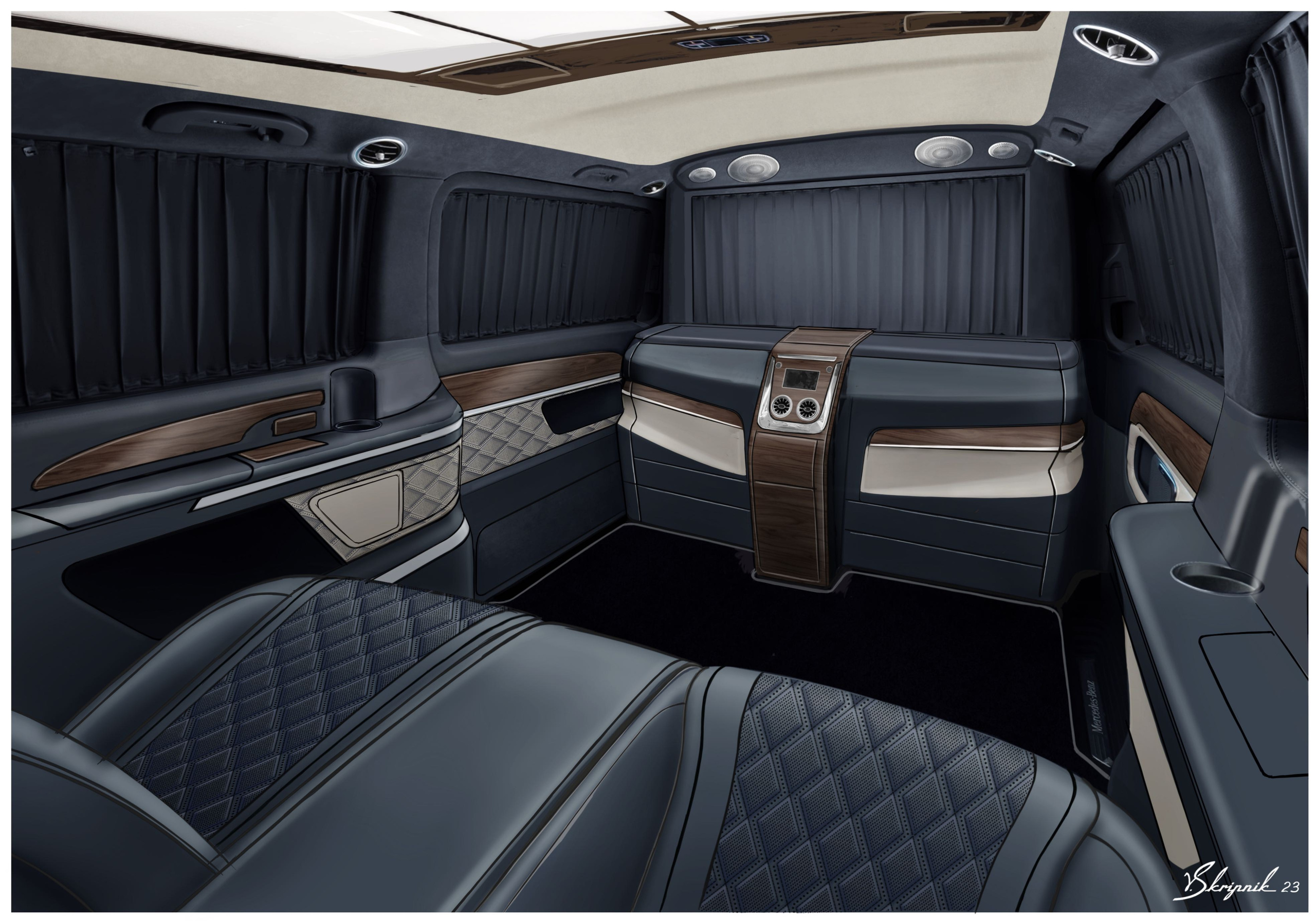 Дизайн мобильного офиса Mercedes V-class. Design Yachts and Cars