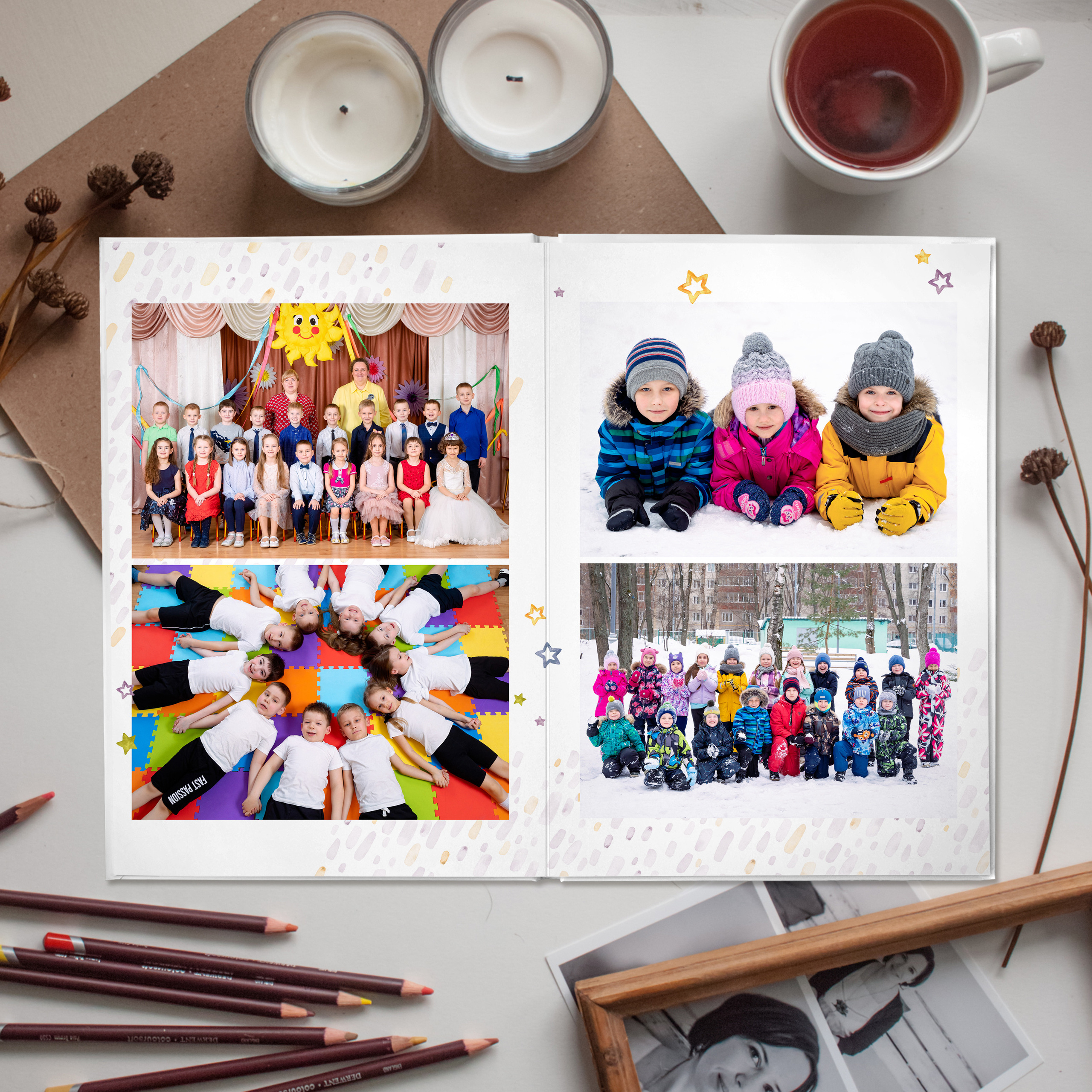 АЛЬБОМ «ДИНОЗАВРИКИ И ЕДИНОРОЖКИ». Выпускные альбомы для сада и школы в Москве