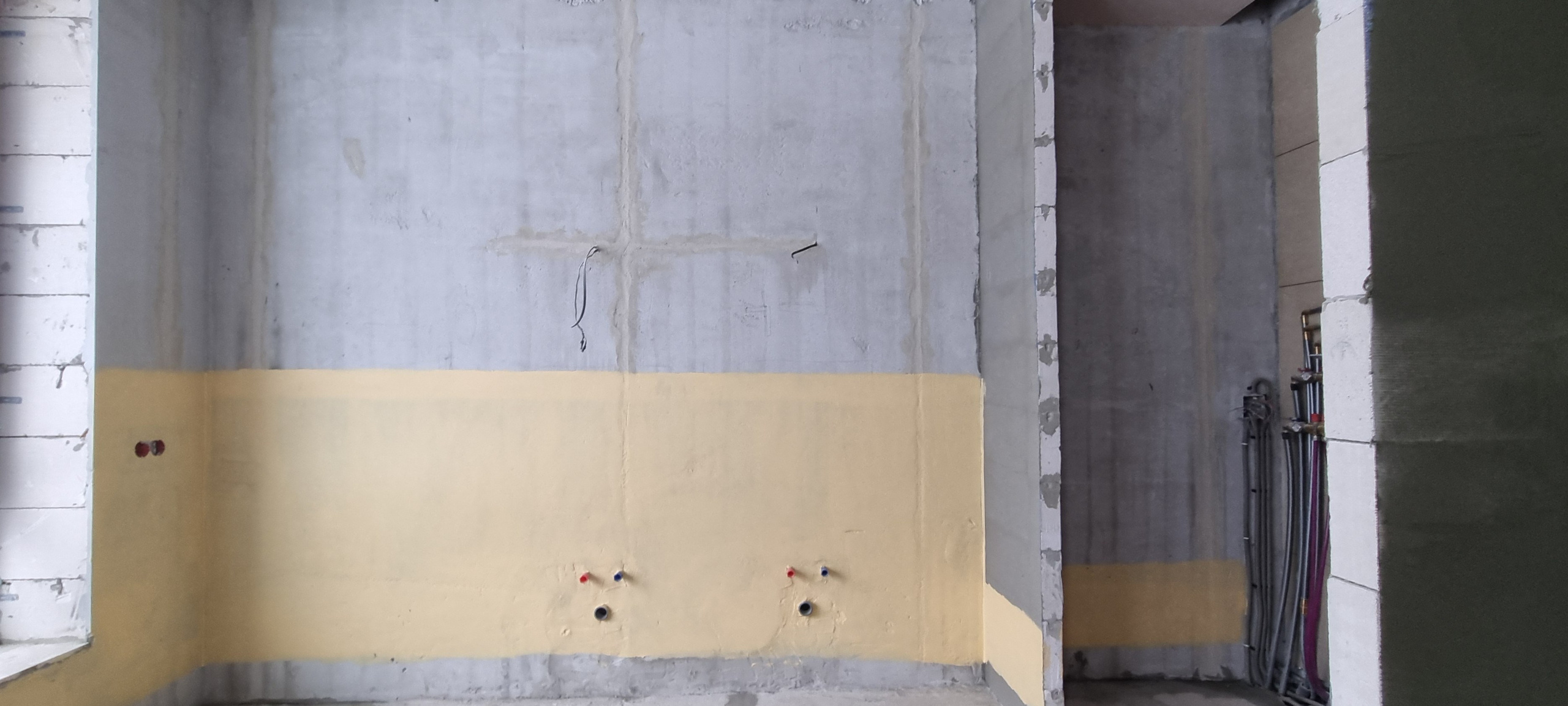 Установка перегородок и каркаса потолка в ванной комнате МД-006