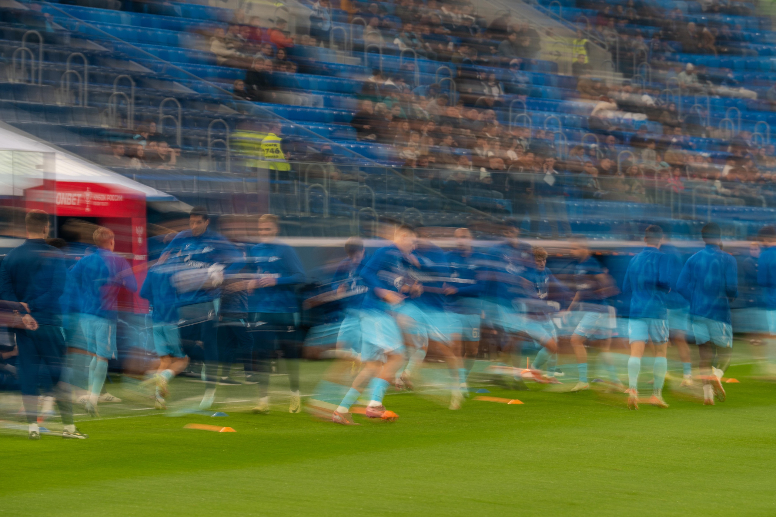 Разминка футболистов Зенита перед матчем, спортивный фотограф Санкт-Петербург
