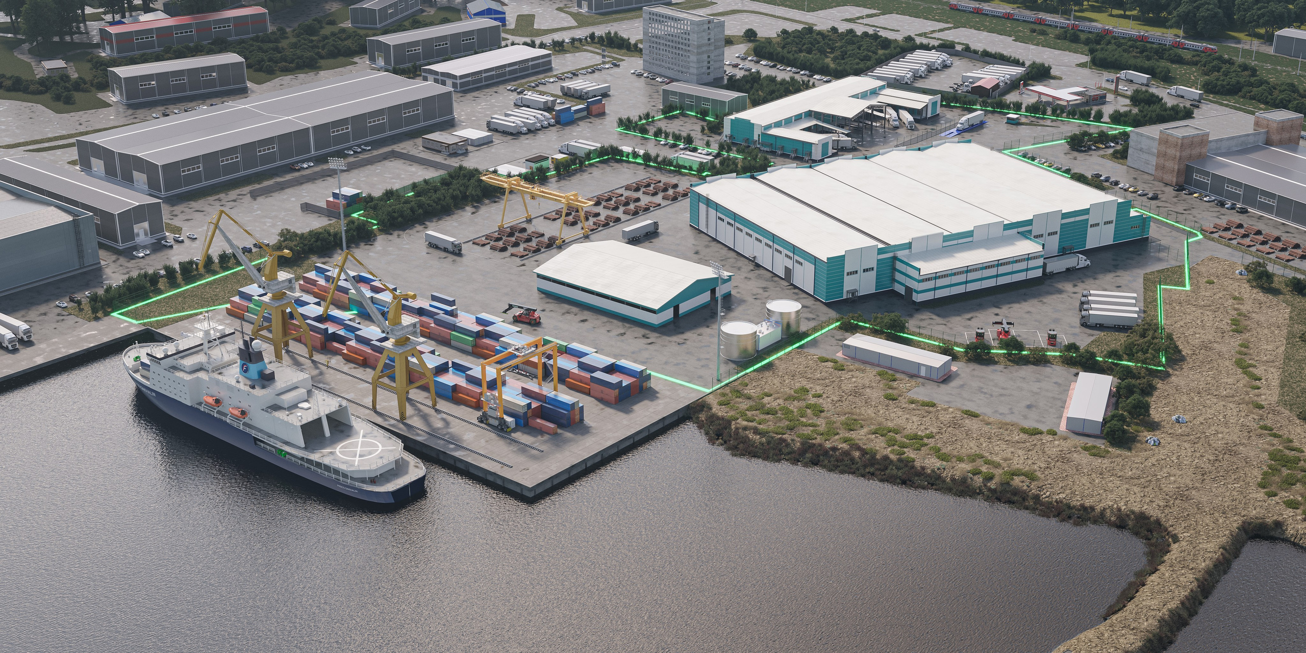 Порт с причалом, Мурманск. 3D визуализация интерьера и архитектурной среды