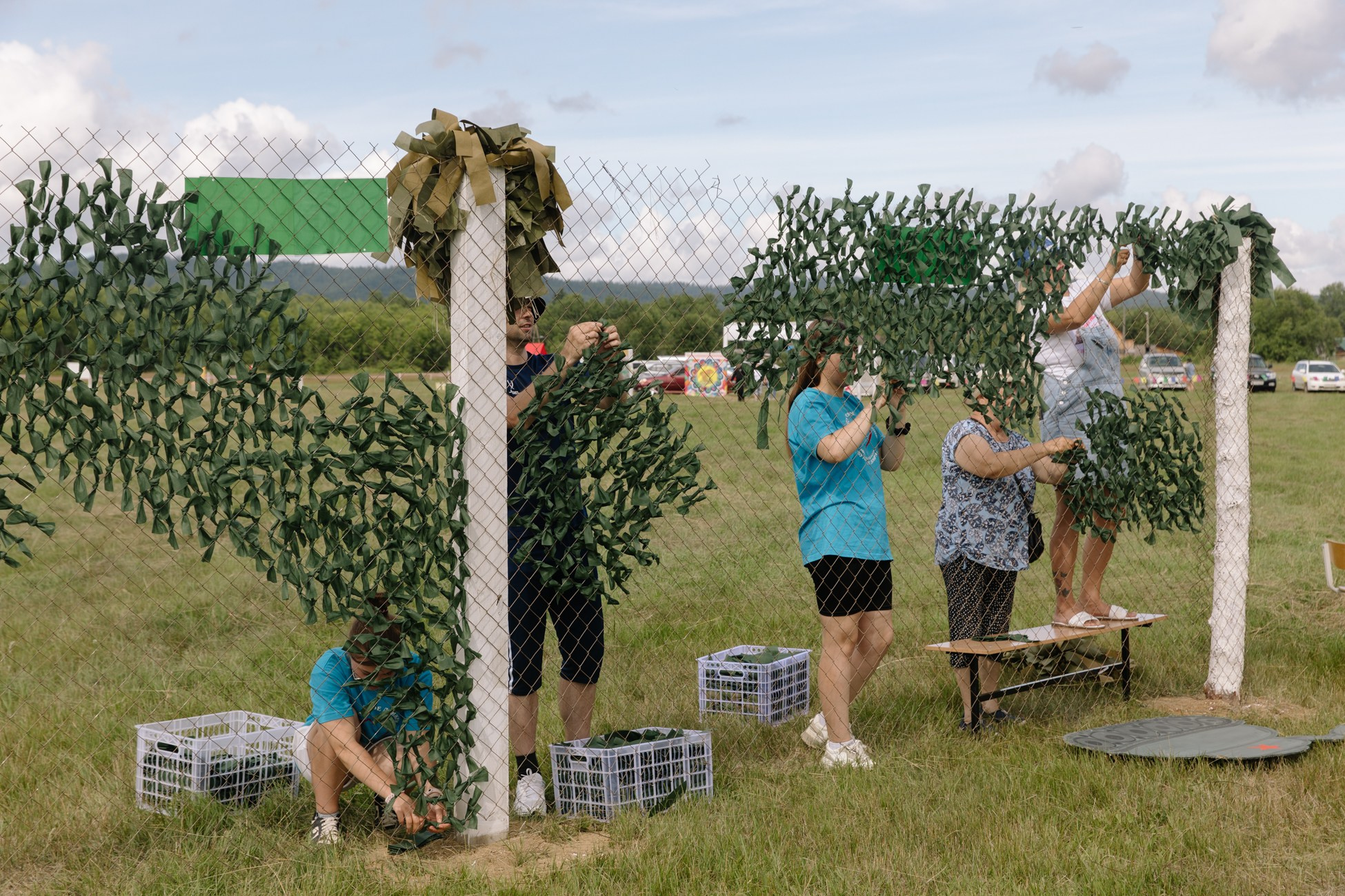 Collecting of camouflage netting in support of the Special military operation during the celebration of the Nivkh holiday "Teni Gu" (Pink Salmon Day), which is traditionally held in Chir-Unvd village on the Tym River bank on the first Saturday of August.