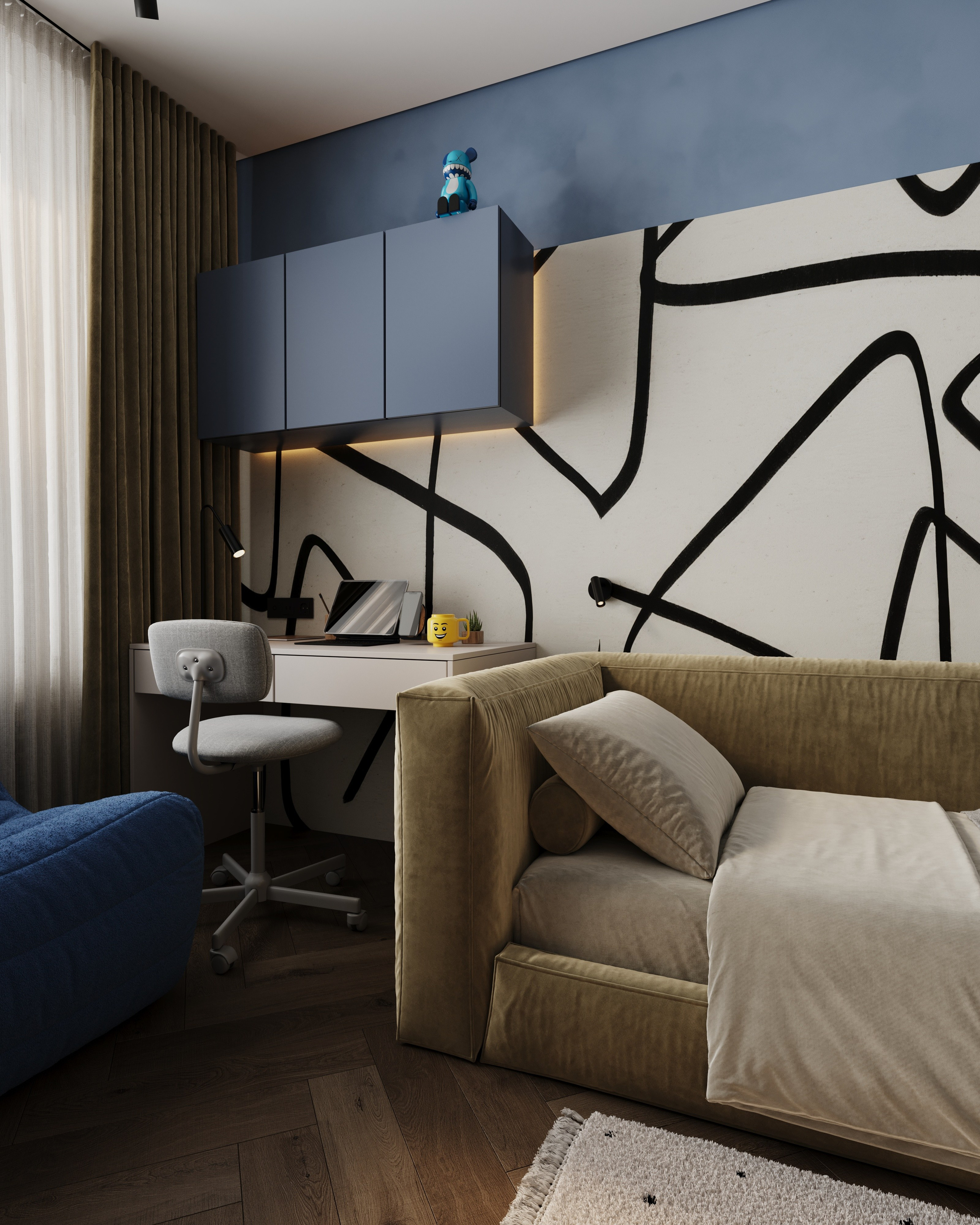 Детская для мальчиков ЖК Зеленые кварталы. Визуализации интерьера