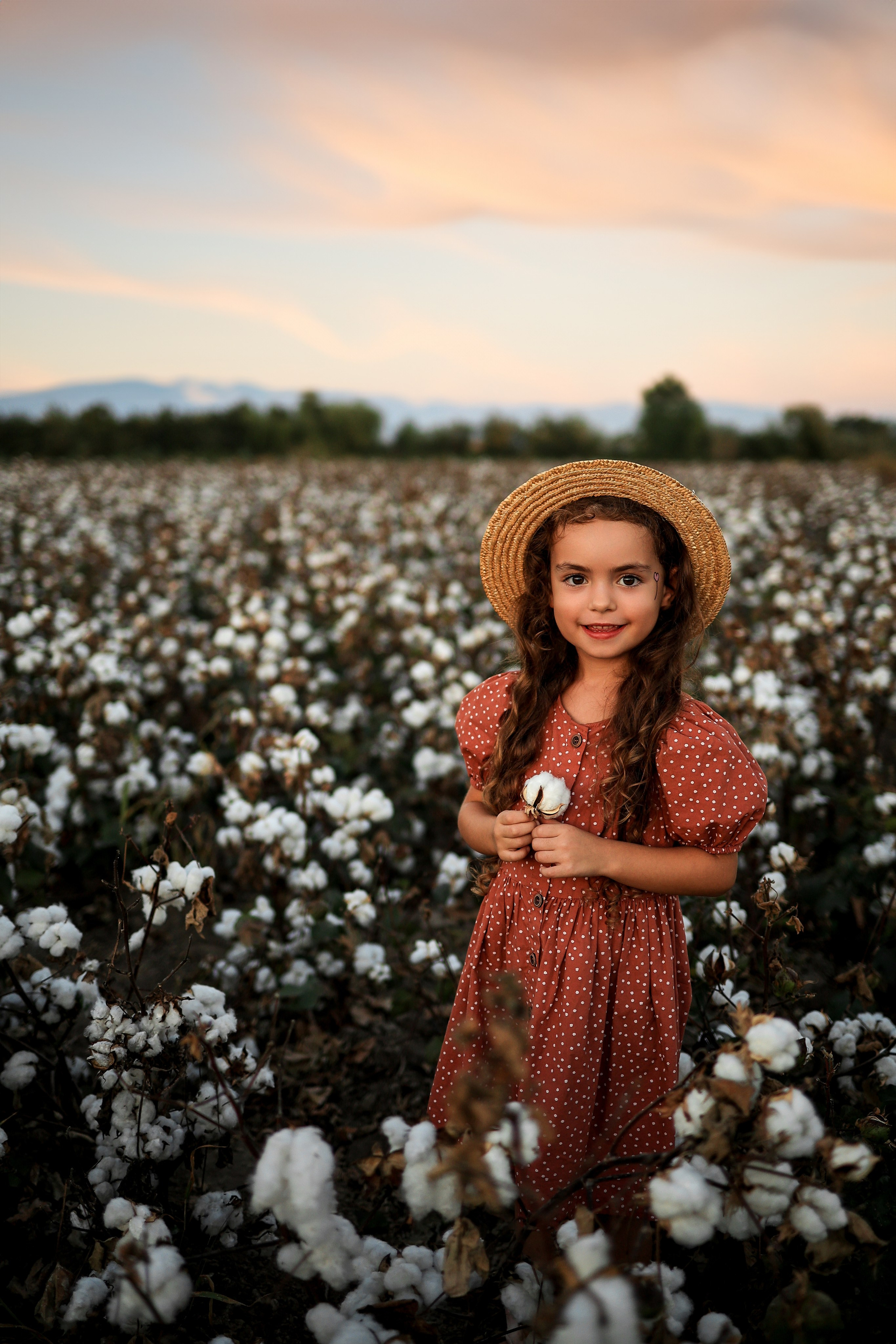 Photoshooting on cotton field