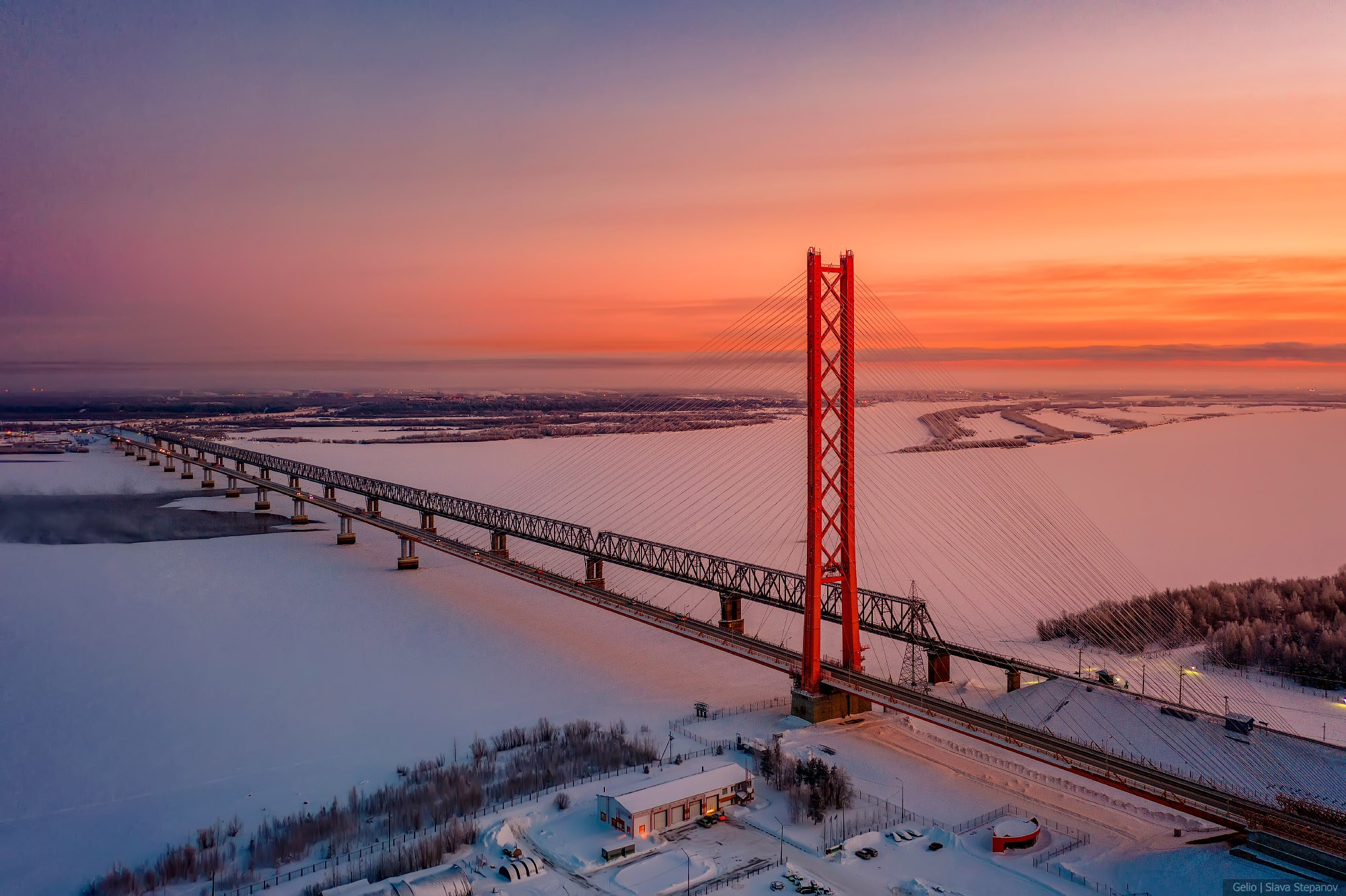 Сургут мост через обь с высоты