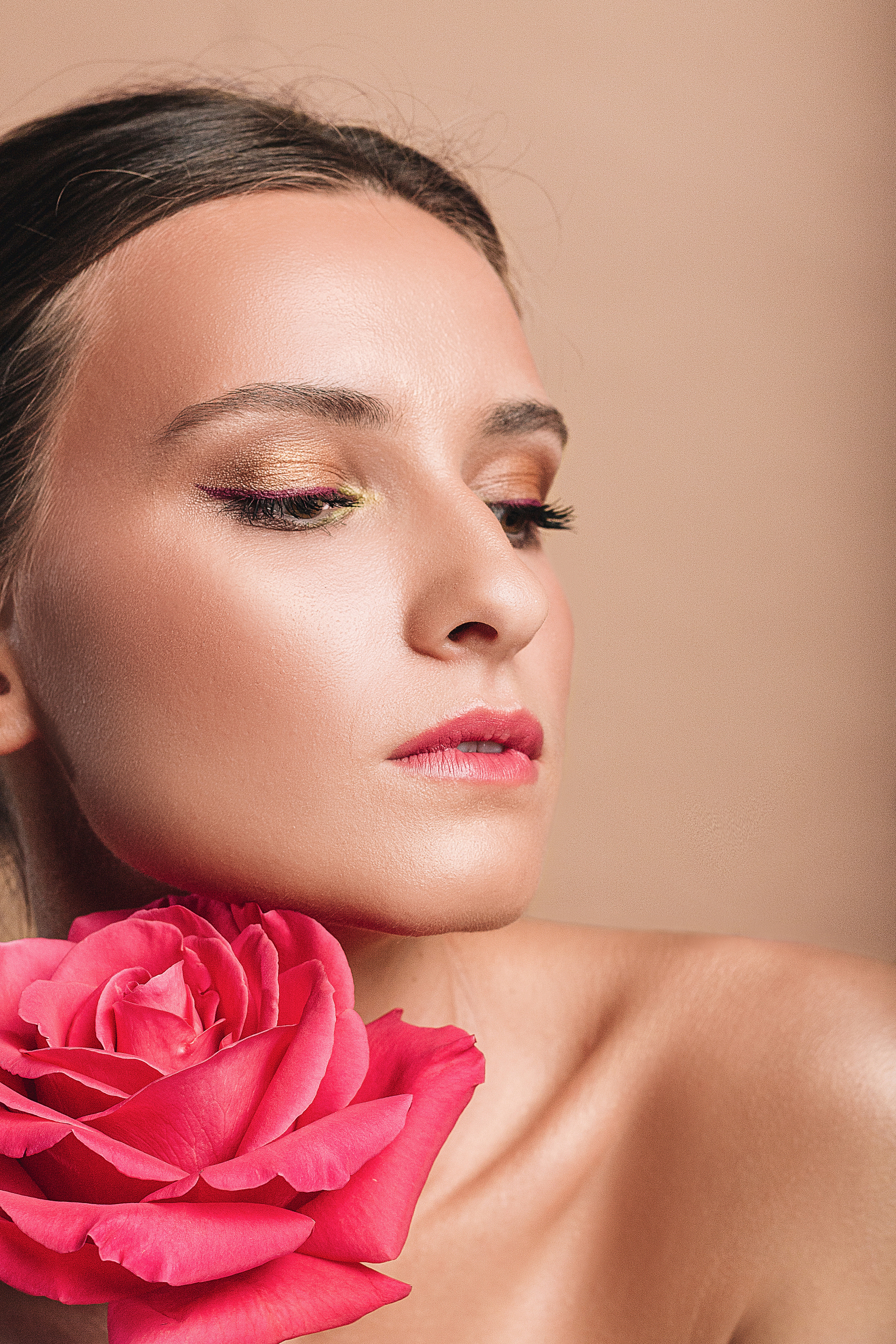 Портретная съёмка, лицо крупным планом, бьюти съёмка.