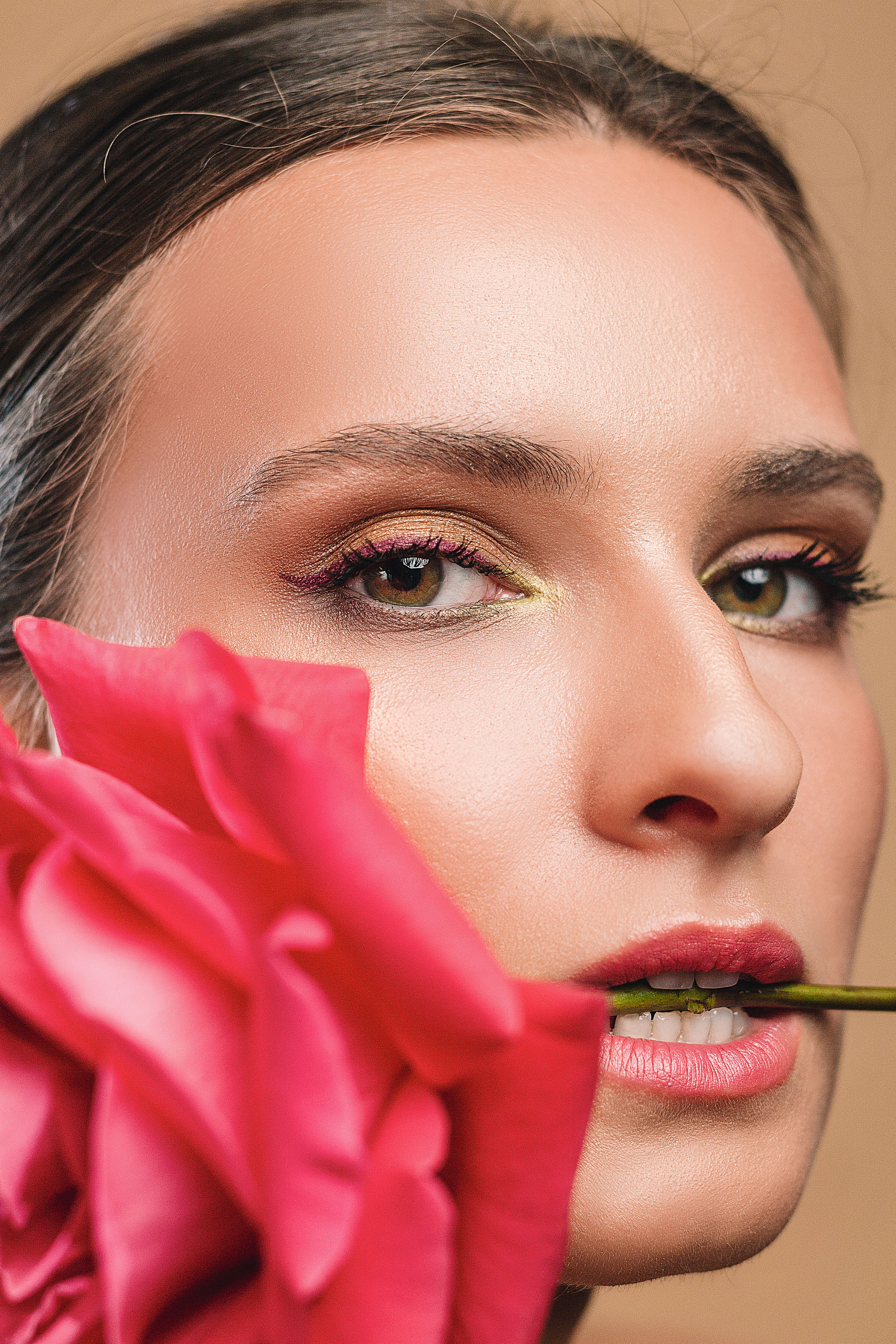 Портретная съёмка, лицо крупным планом, бьюти съёмка.