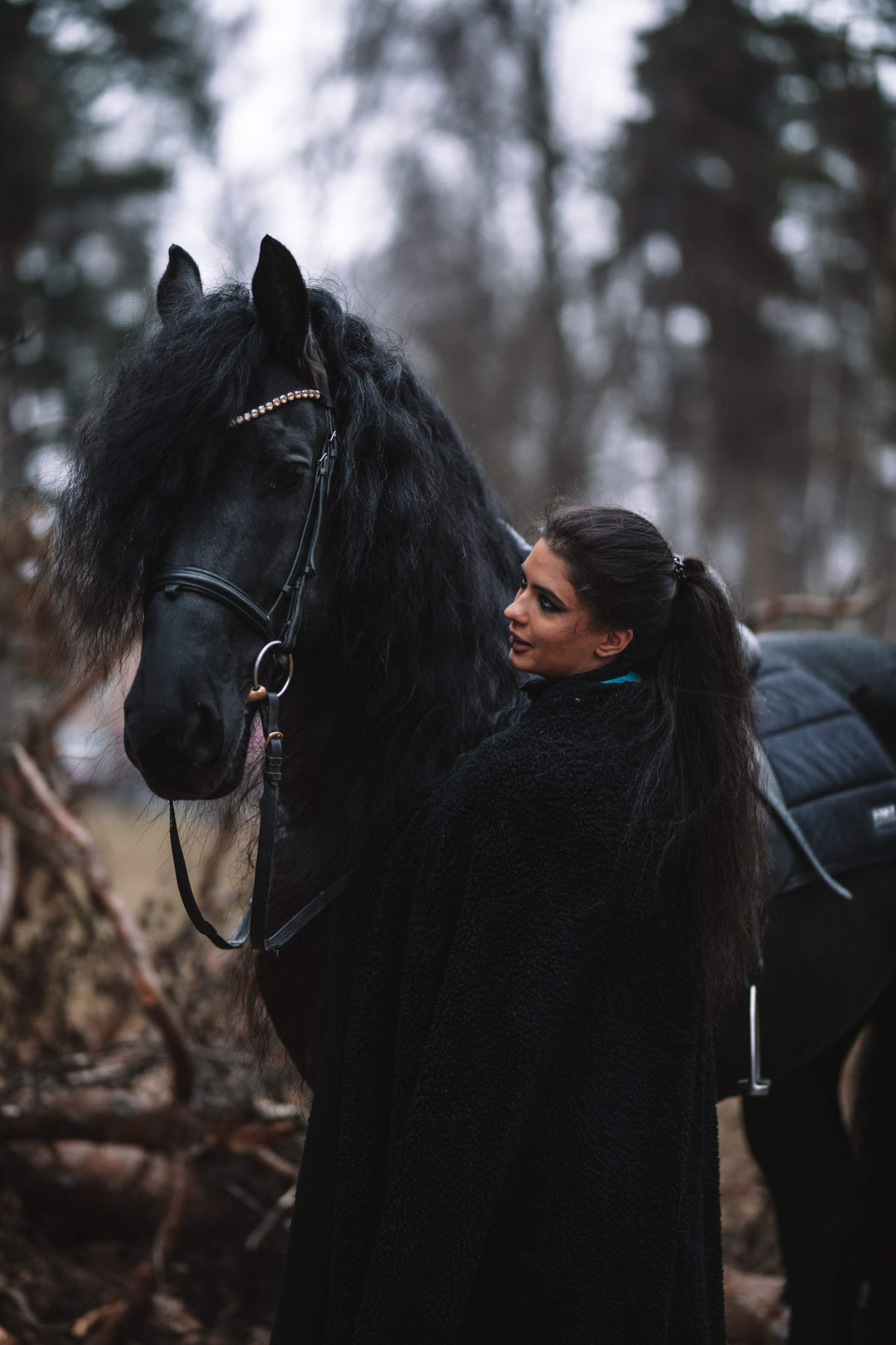 Наташа с фризом в костюме викинга. Фотосессии с лошадьми