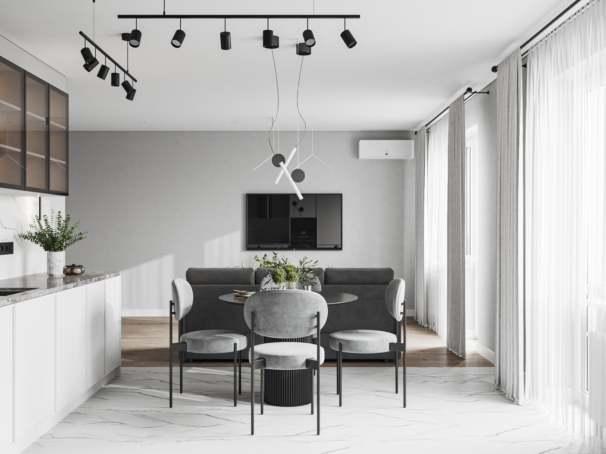 Визуализация интерьера кухни в скандинавском стиле