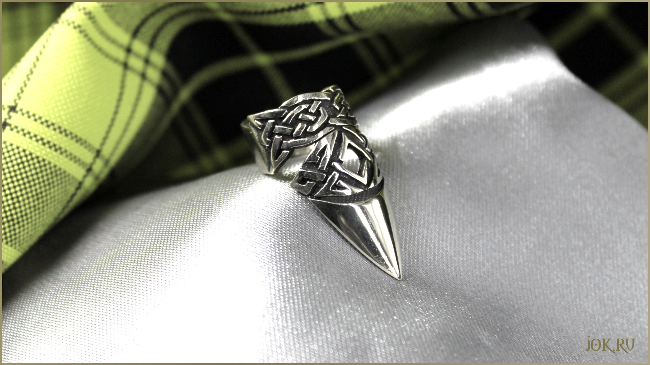 Серебряные кольца когти на фалангу с кельтским узором из аргентана. Оригинальное кольцо в магазине Joker-studio