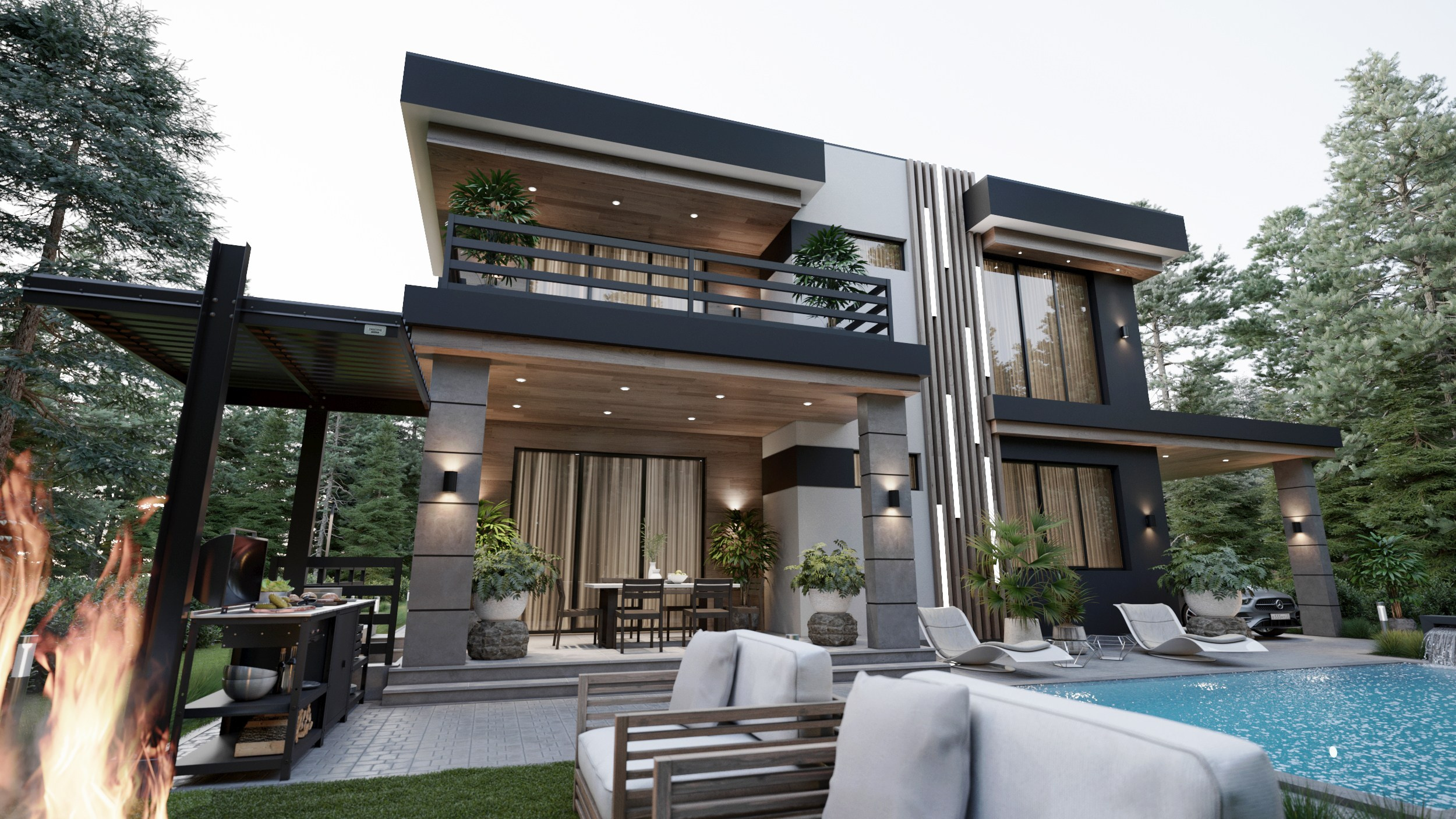 Двухэтажный дом в современном стиле в п.Мысхако общей площадью 217 кв.м. Архитектор Вера Каракезиди