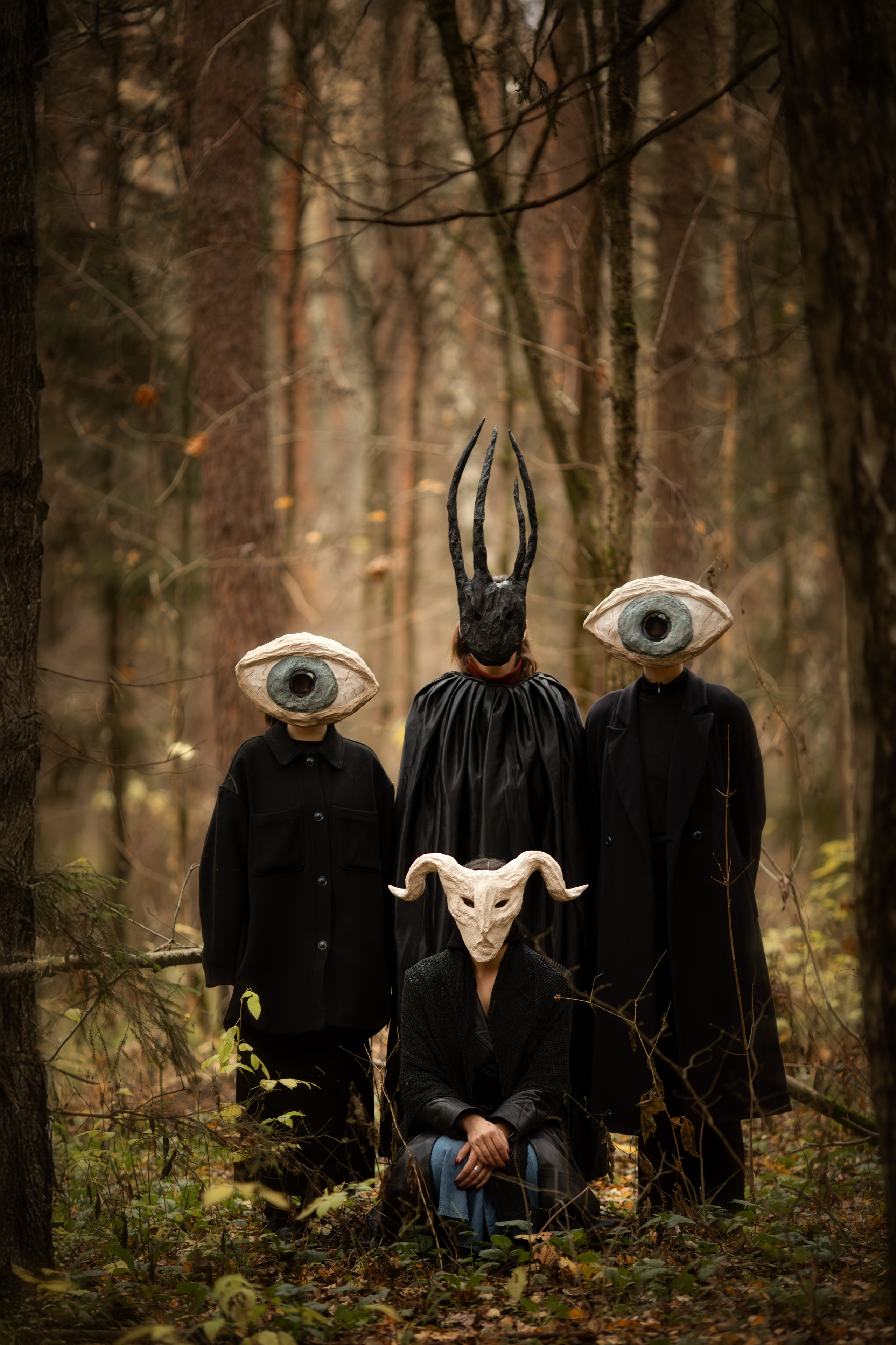 Фотопроект «Духи леса» — маски из папье-маше, свет и тишина природы. Фотограф Анна Грошикова — авторская съёмка на рассвете и закате в Москве, Мытищах, Солнечногорске и Московской области