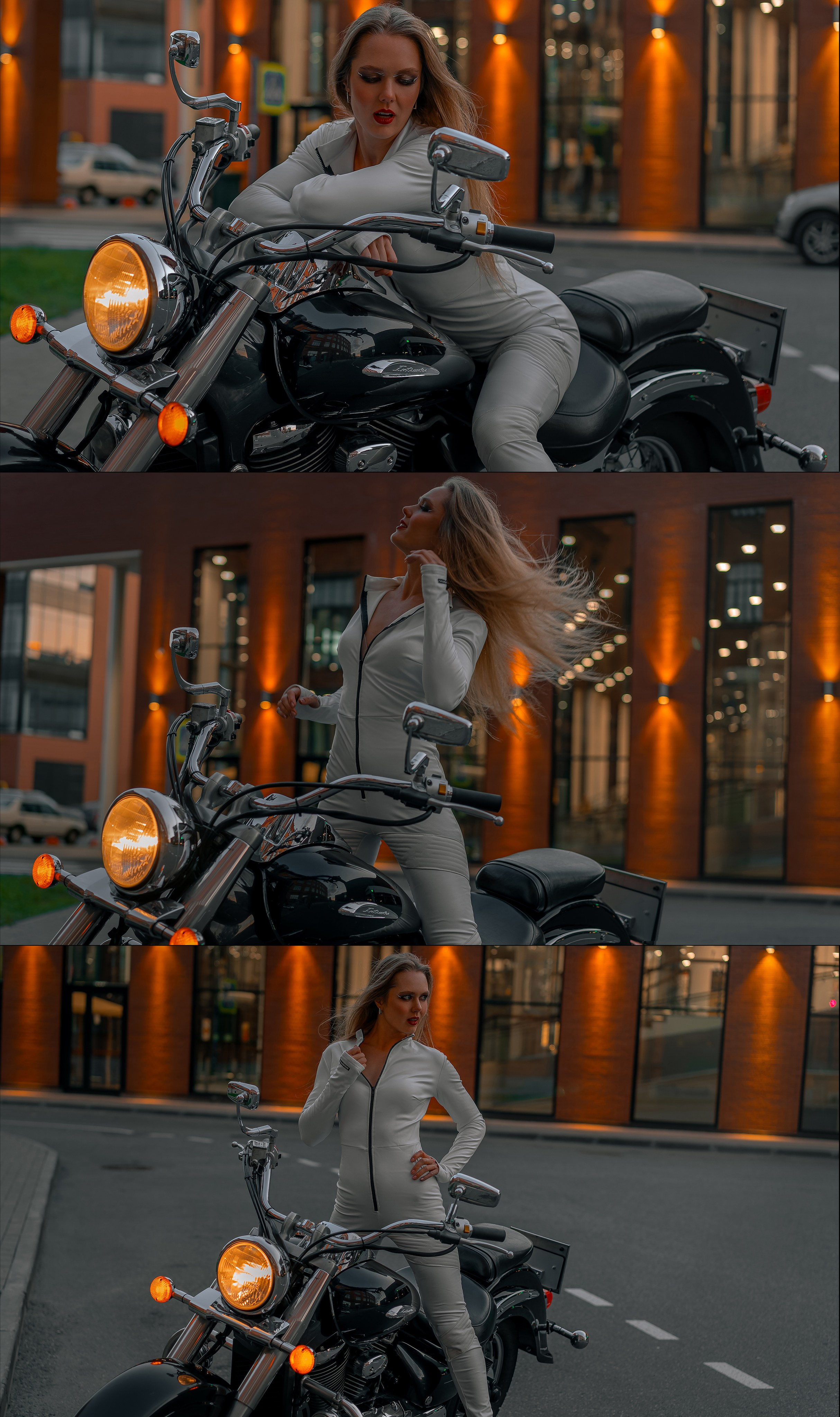 Фотосессия на мотоцикле, девушка на мотоцикле