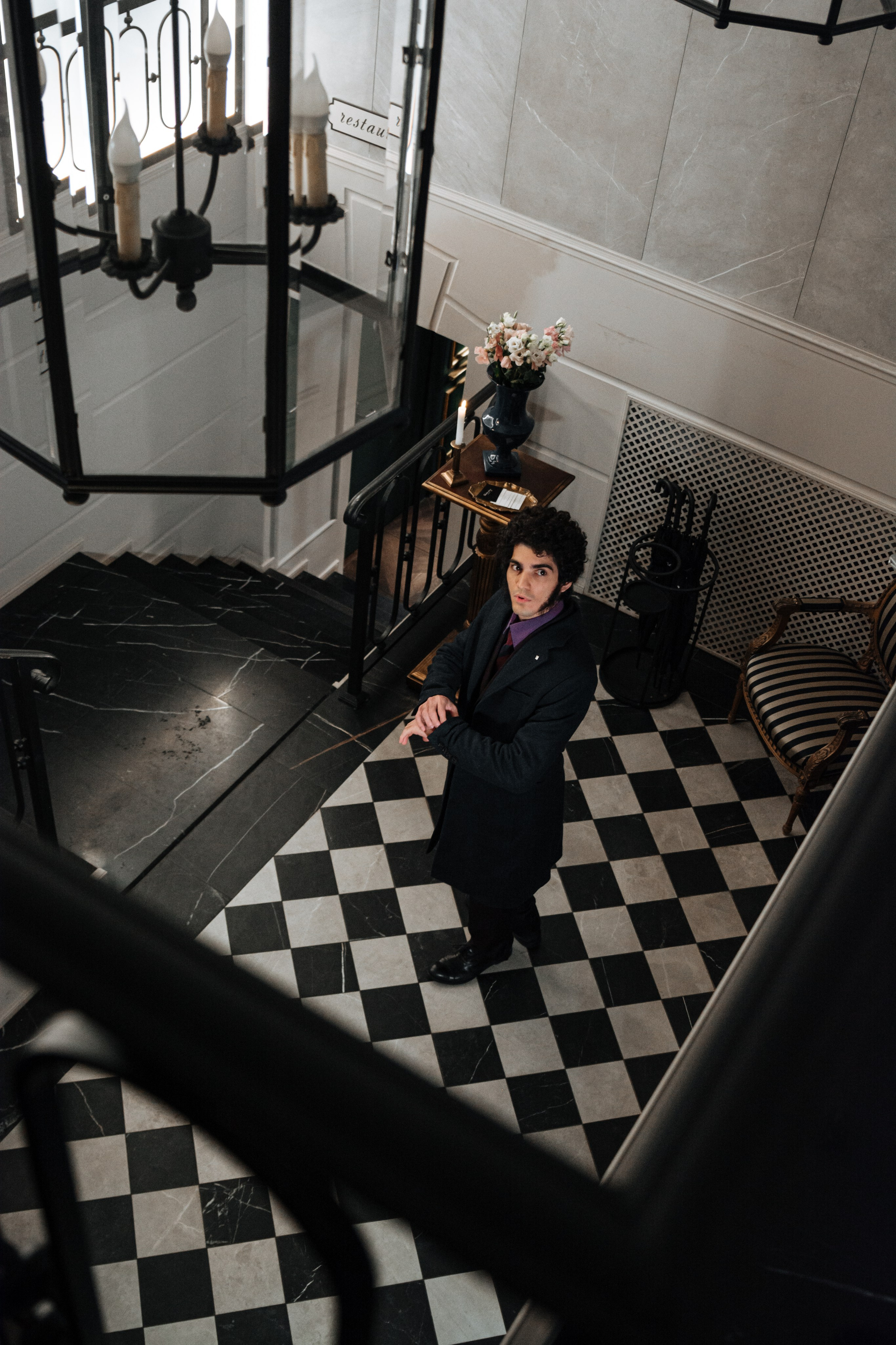 Пушкин в отеле «Оболенский». Съёмка ролика для конкурса. Портретный фотограф в Санкт-Петербурге Дмитриева Наталия