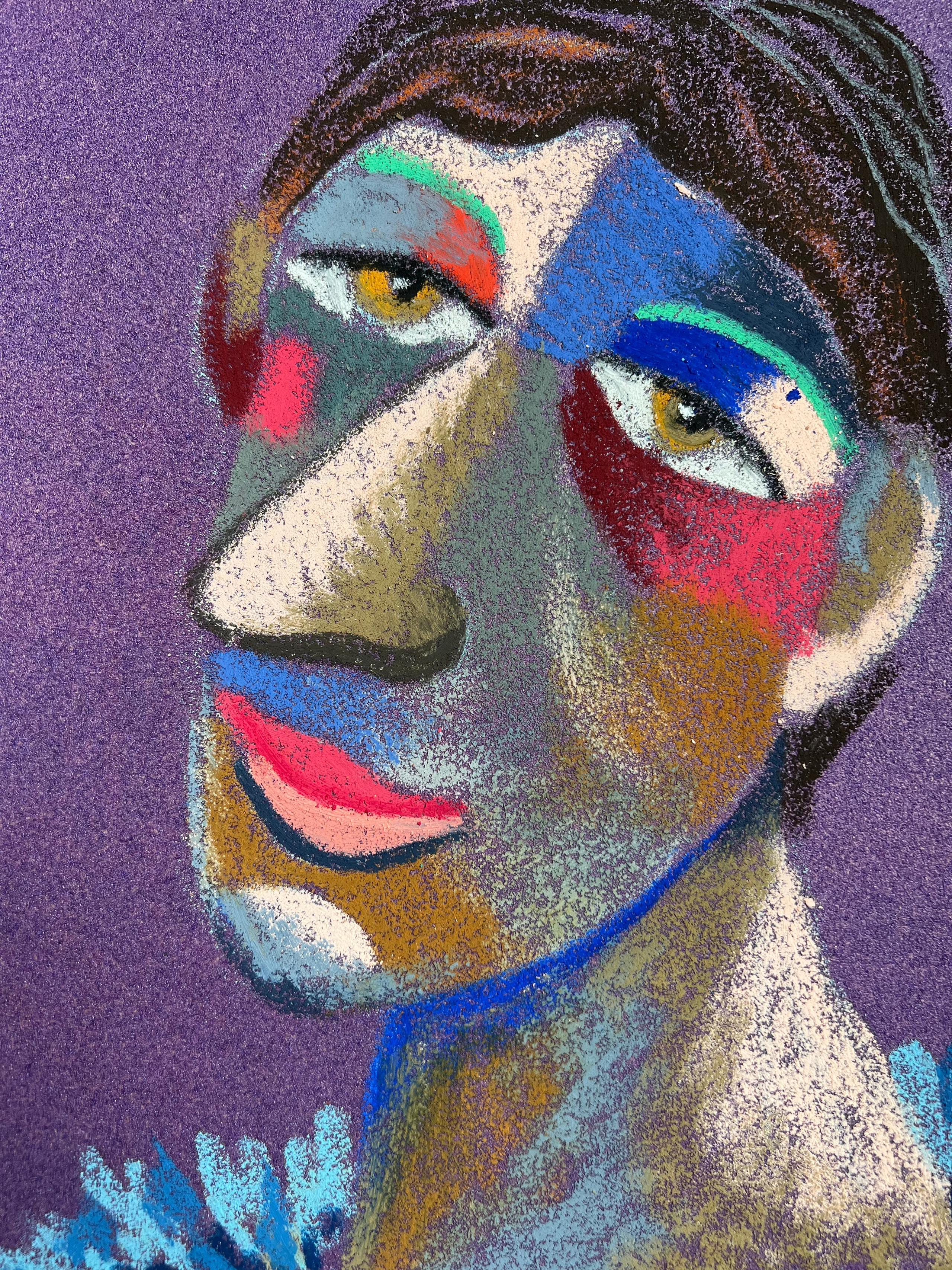 House wife Medium: Oil pastel, sandpaper Size: 28 x 23 cm